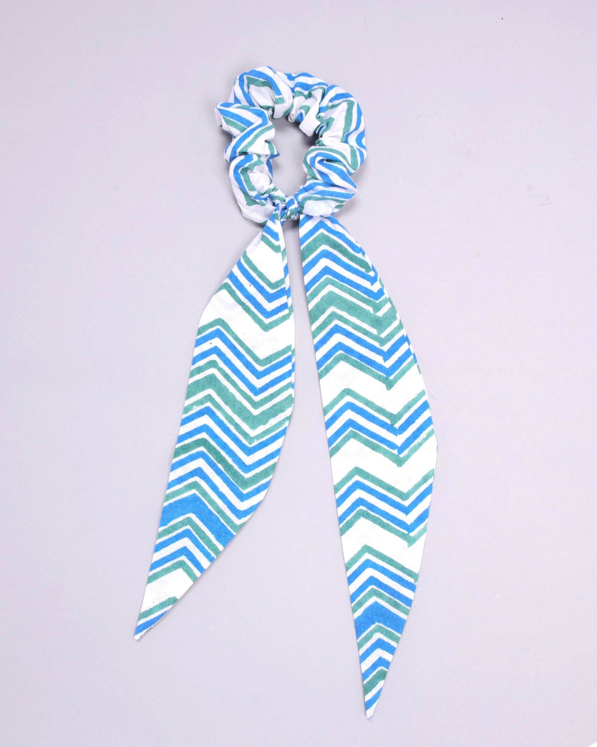Swedish Blue Handblock Scarf Scrunchie My Store