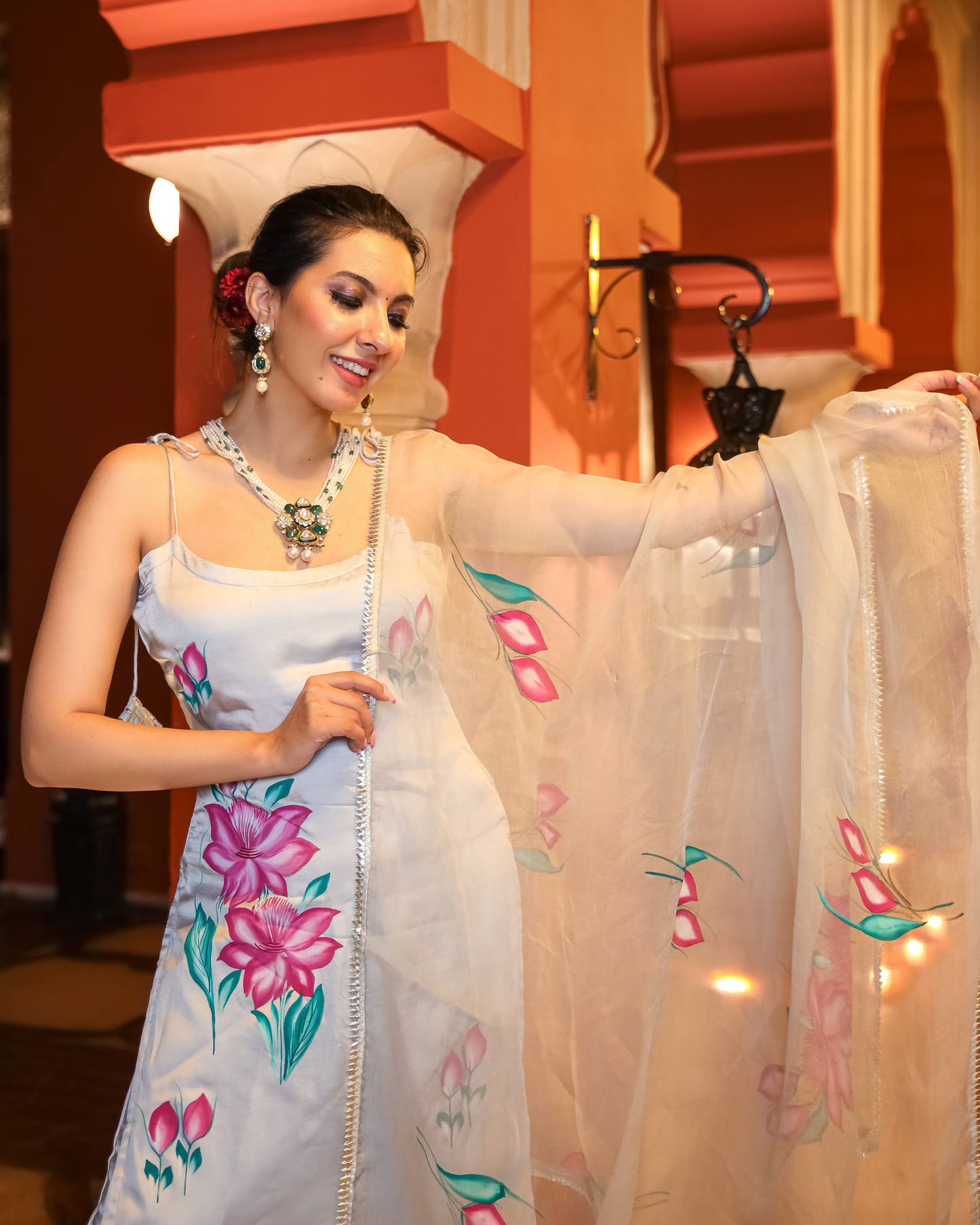 Arabic Grey Handpainted Suit Set Quick Cart