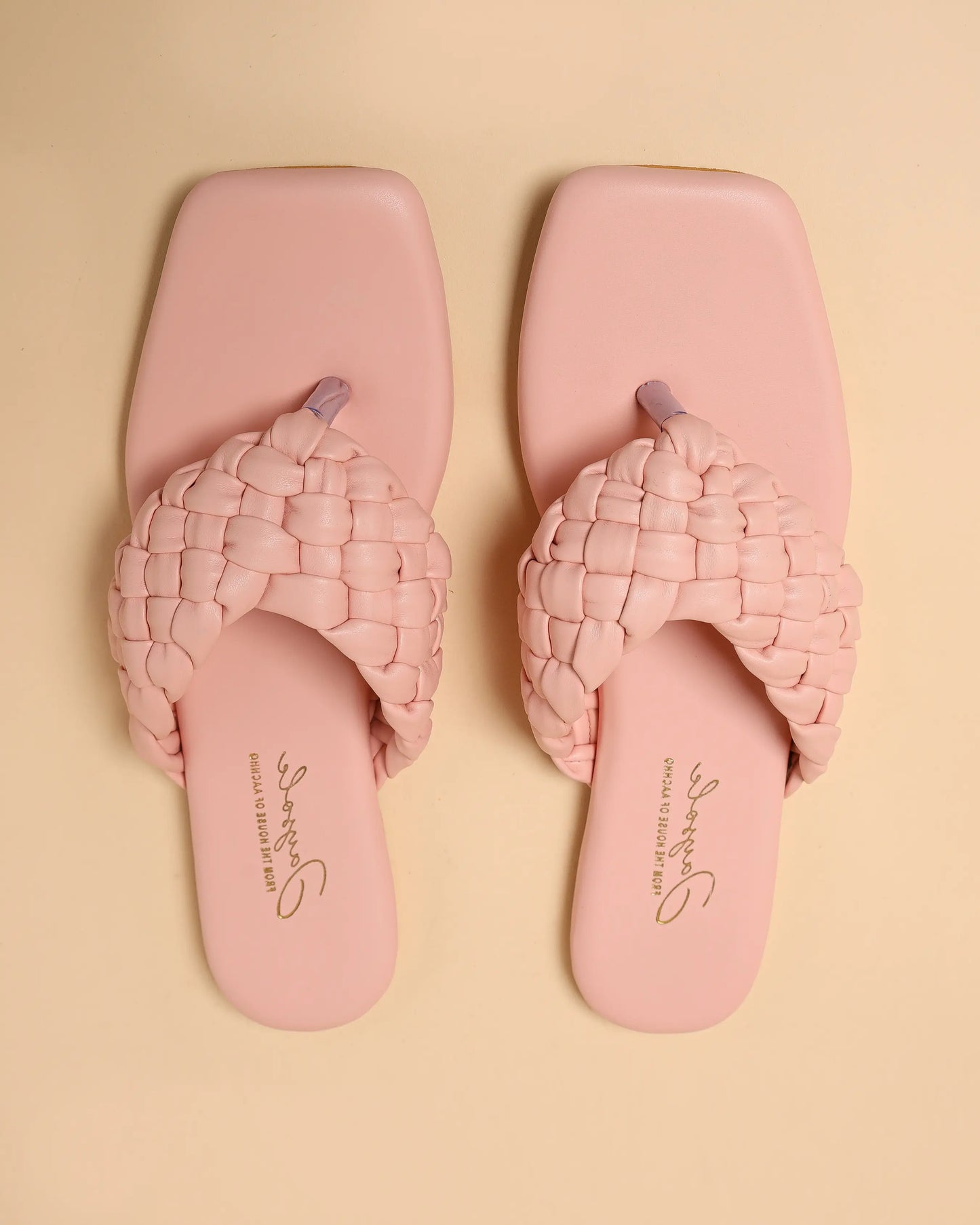 Cream Tan Braided Flats My Store