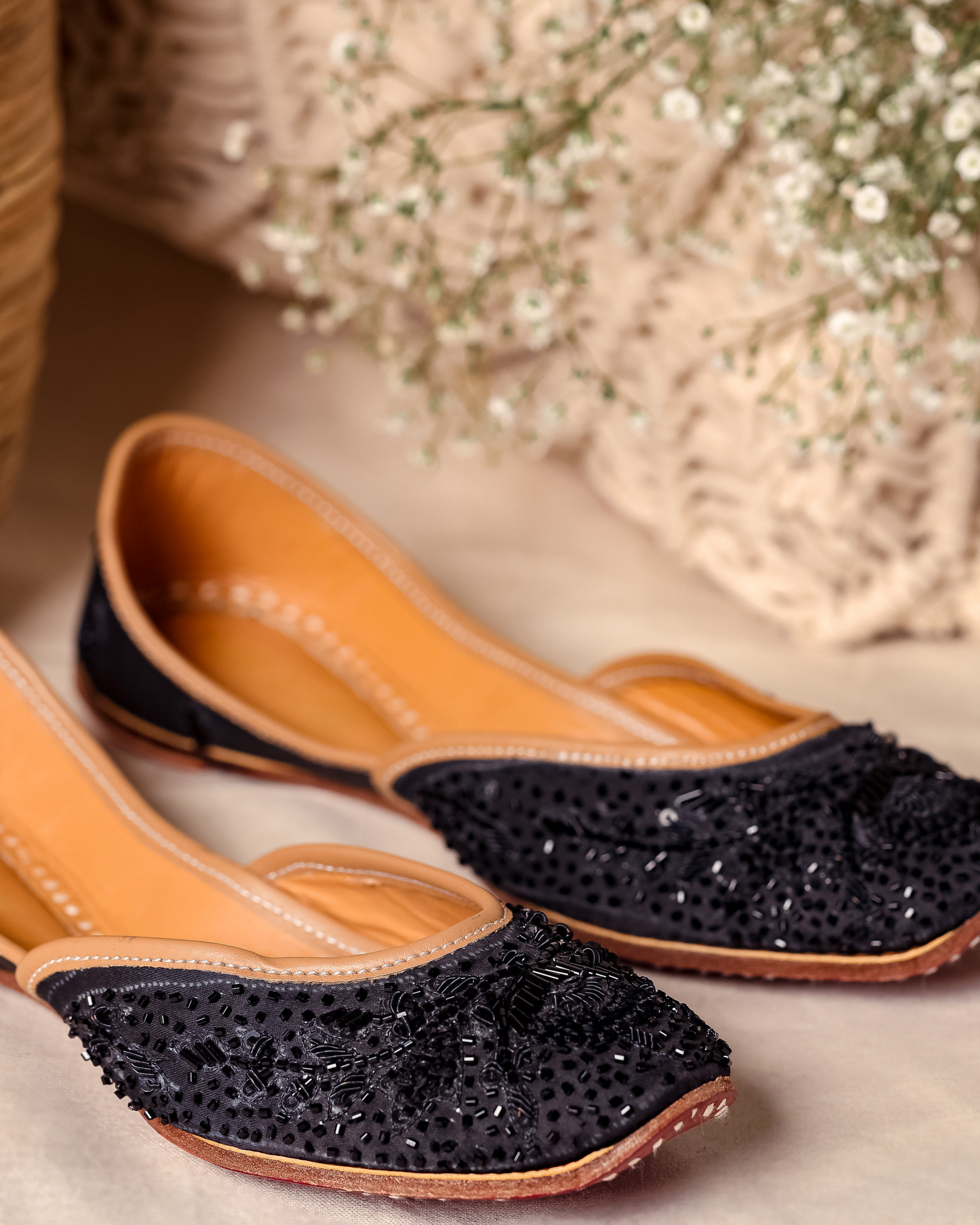 Coal Black Handcrafted Jutti Quick Cart