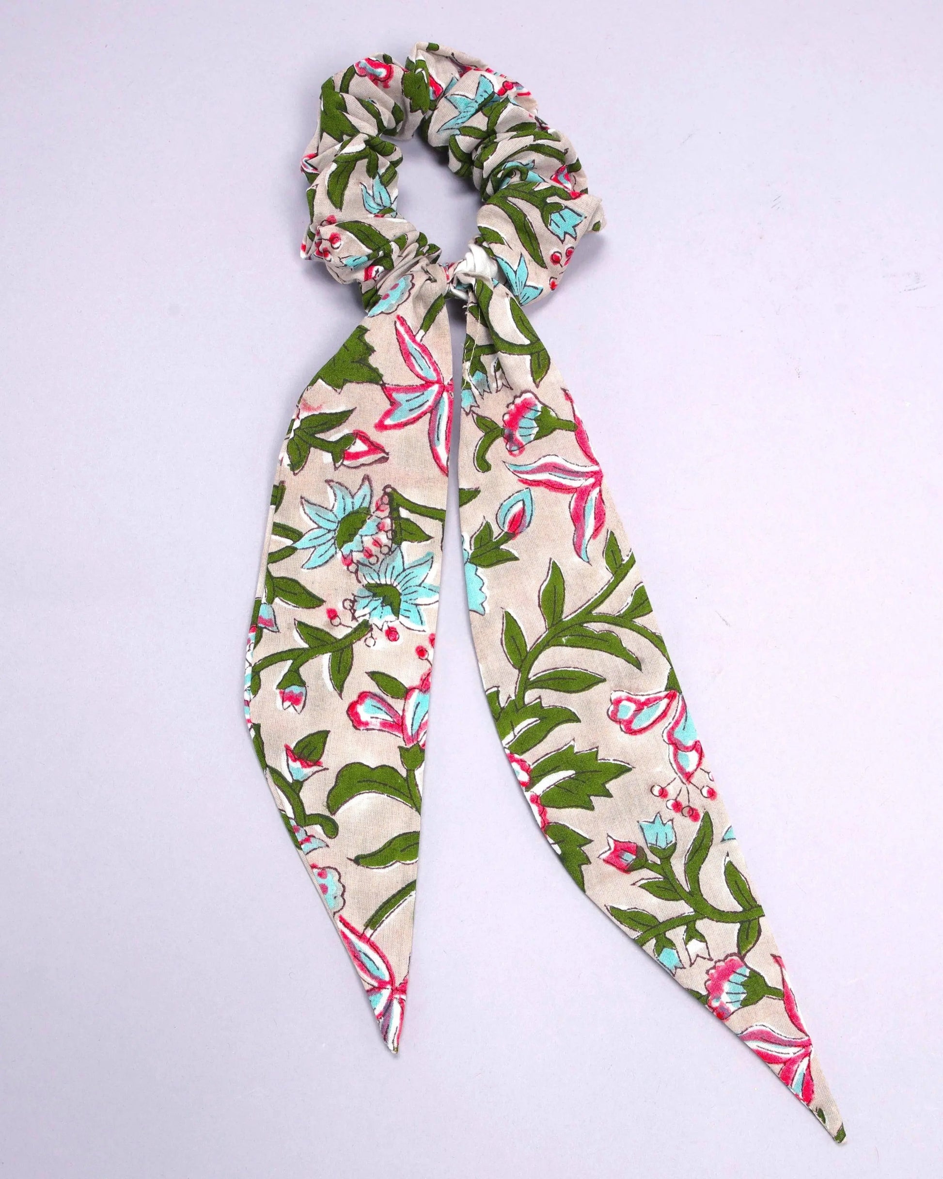 Crystal Grey Handblock Scarf Scrunchie My Store