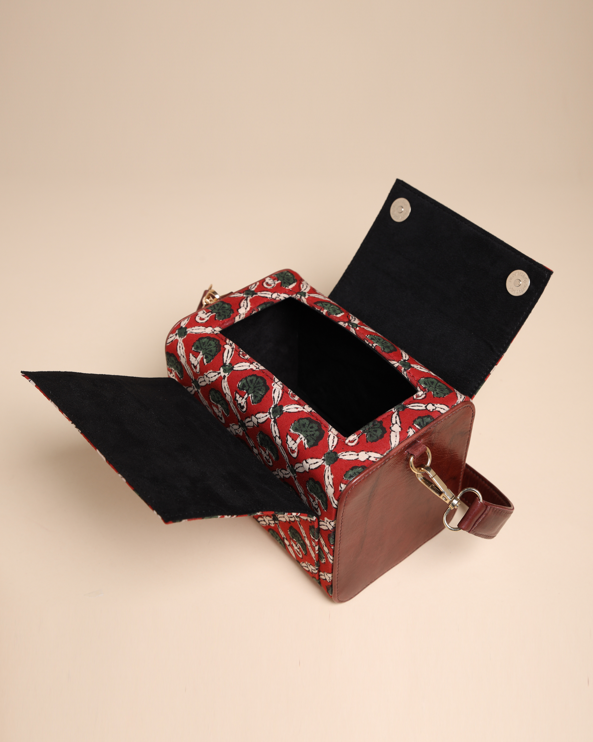 Deep Mocha Cotton Block Printed Satchel Bag Quick Cart