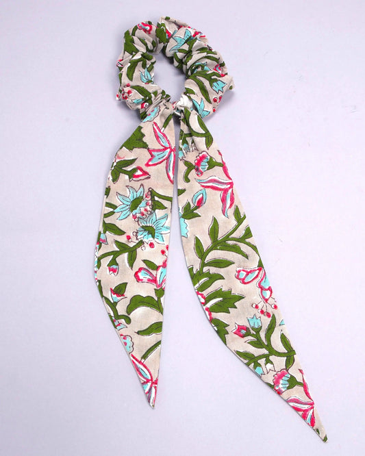 Crystal Grey Handblock Scarf Scrunchie My Store