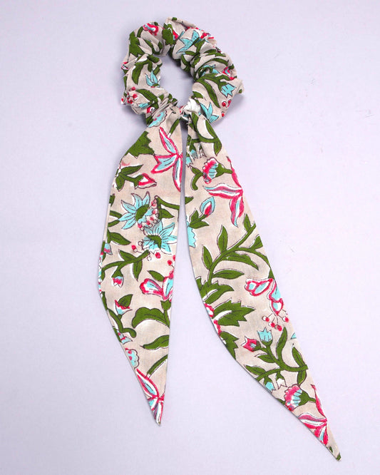 Crystal Grey Handblock Scarf Scrunchie My Store