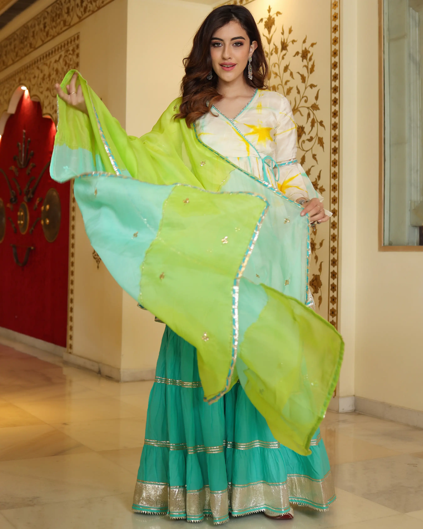 Simply White Tie And Dye Sharara Set My Store