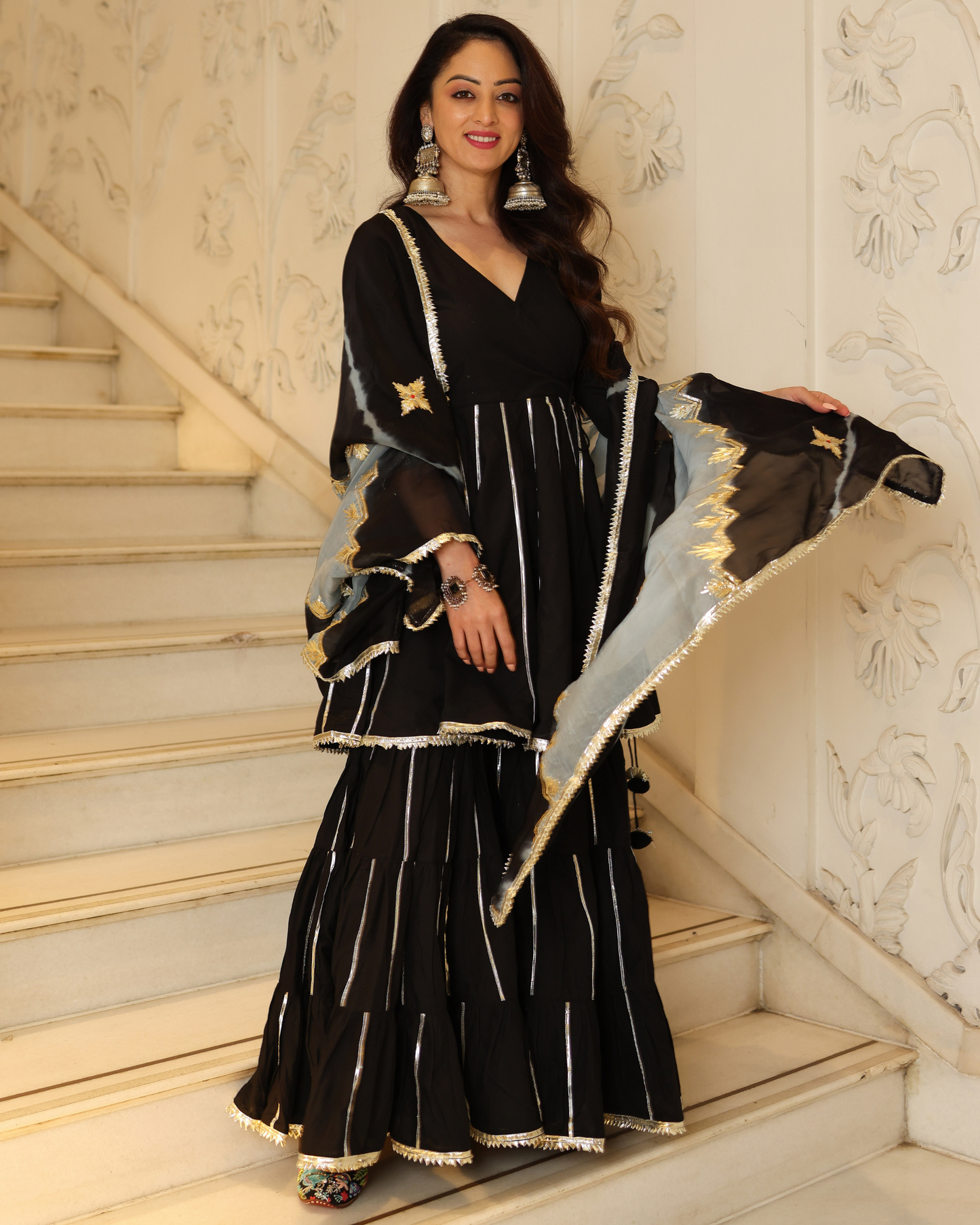 Polar Black Gotapatti Sharara Set My Store