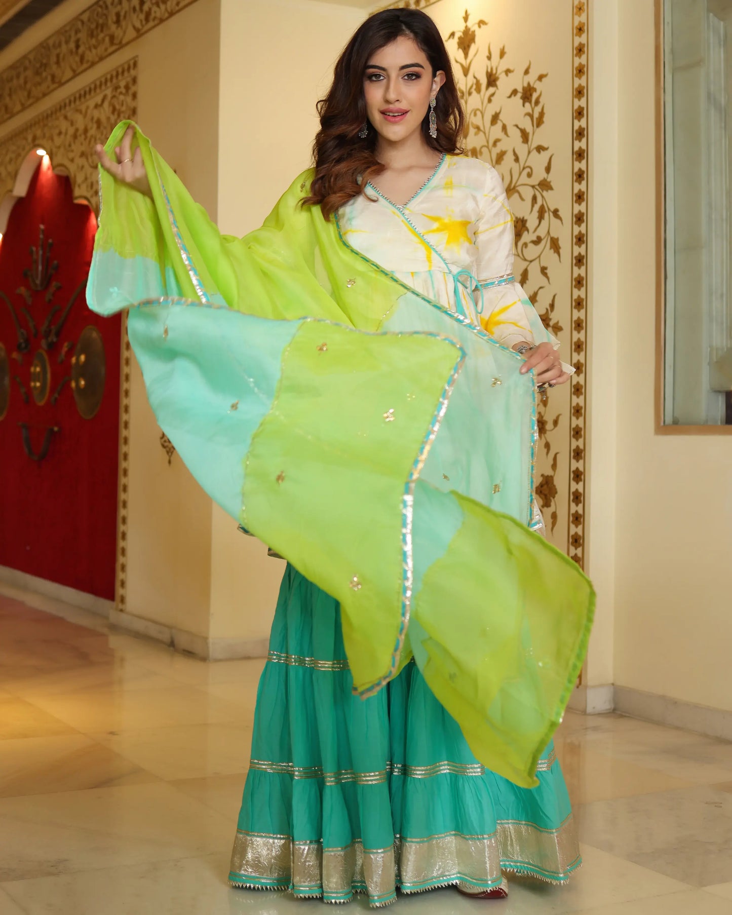 Simply White Tie And Dye Sharara Set My Store