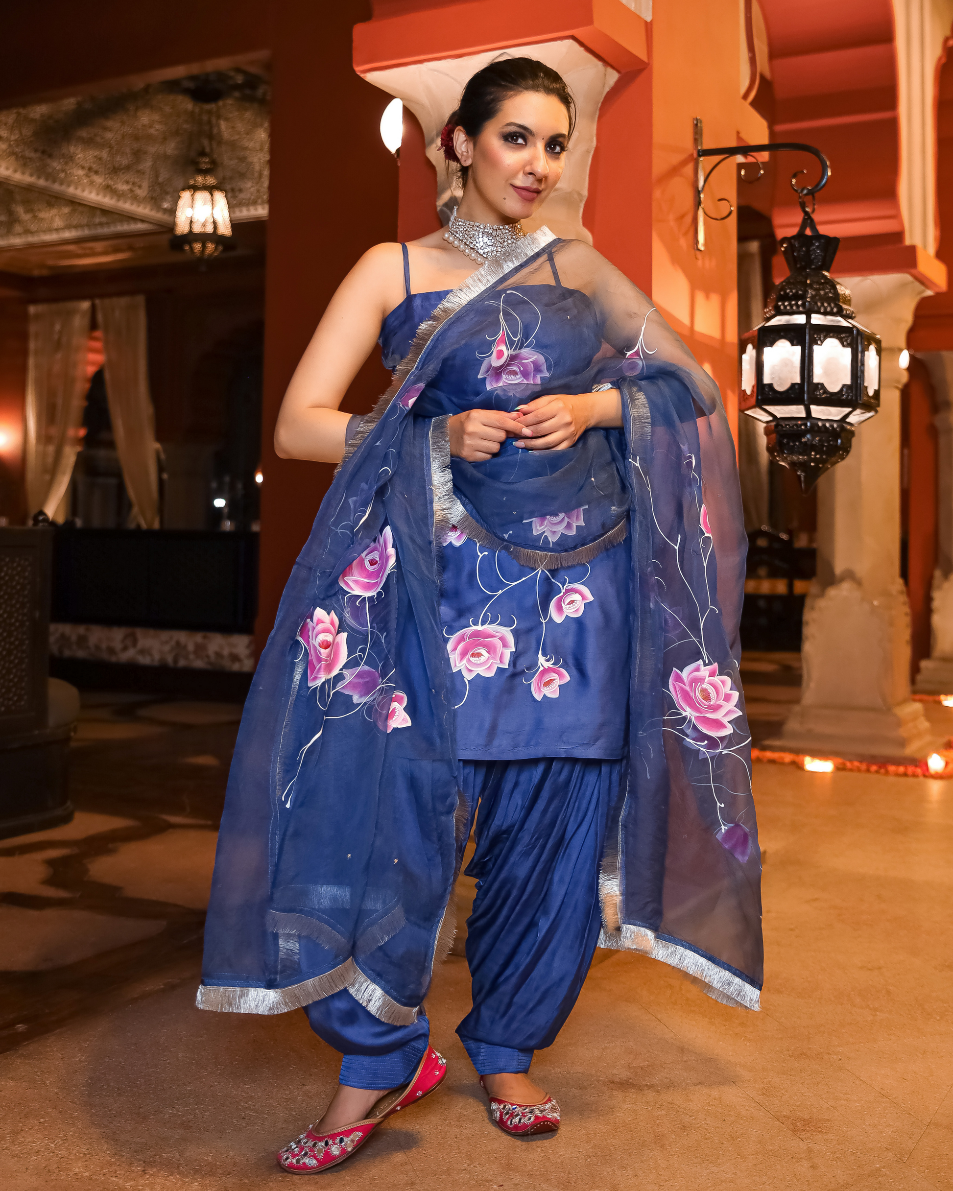 Blaze Crush Handpainted Gota Suit Set Quick Cart