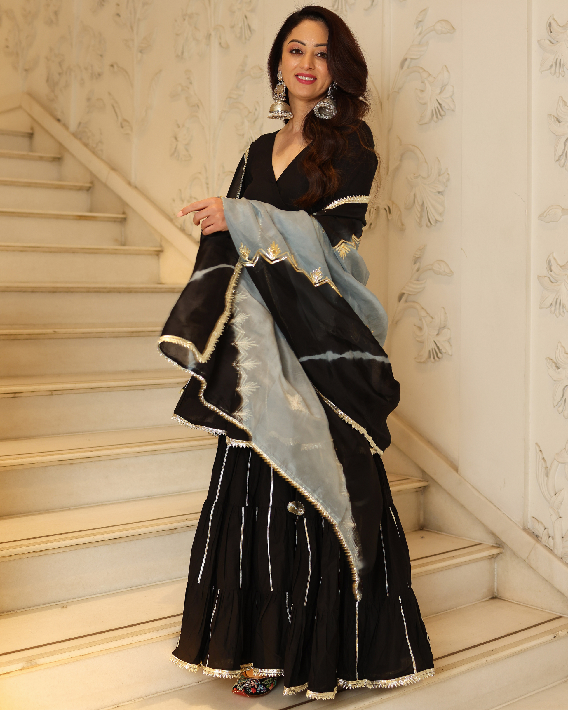 Polar Black Gotapatti Sharara Set My Store