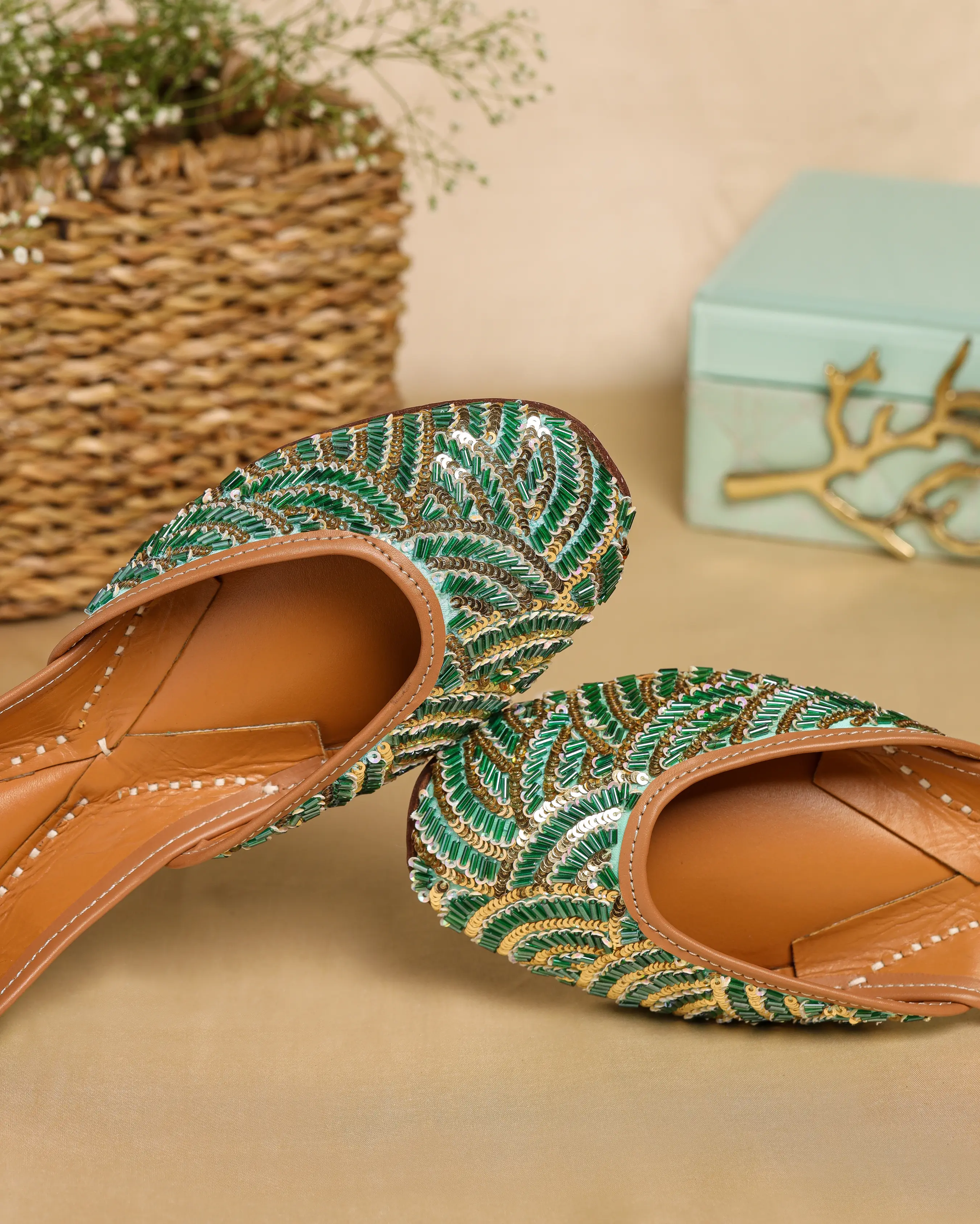 Old Green Handcrafted Jutti My Store