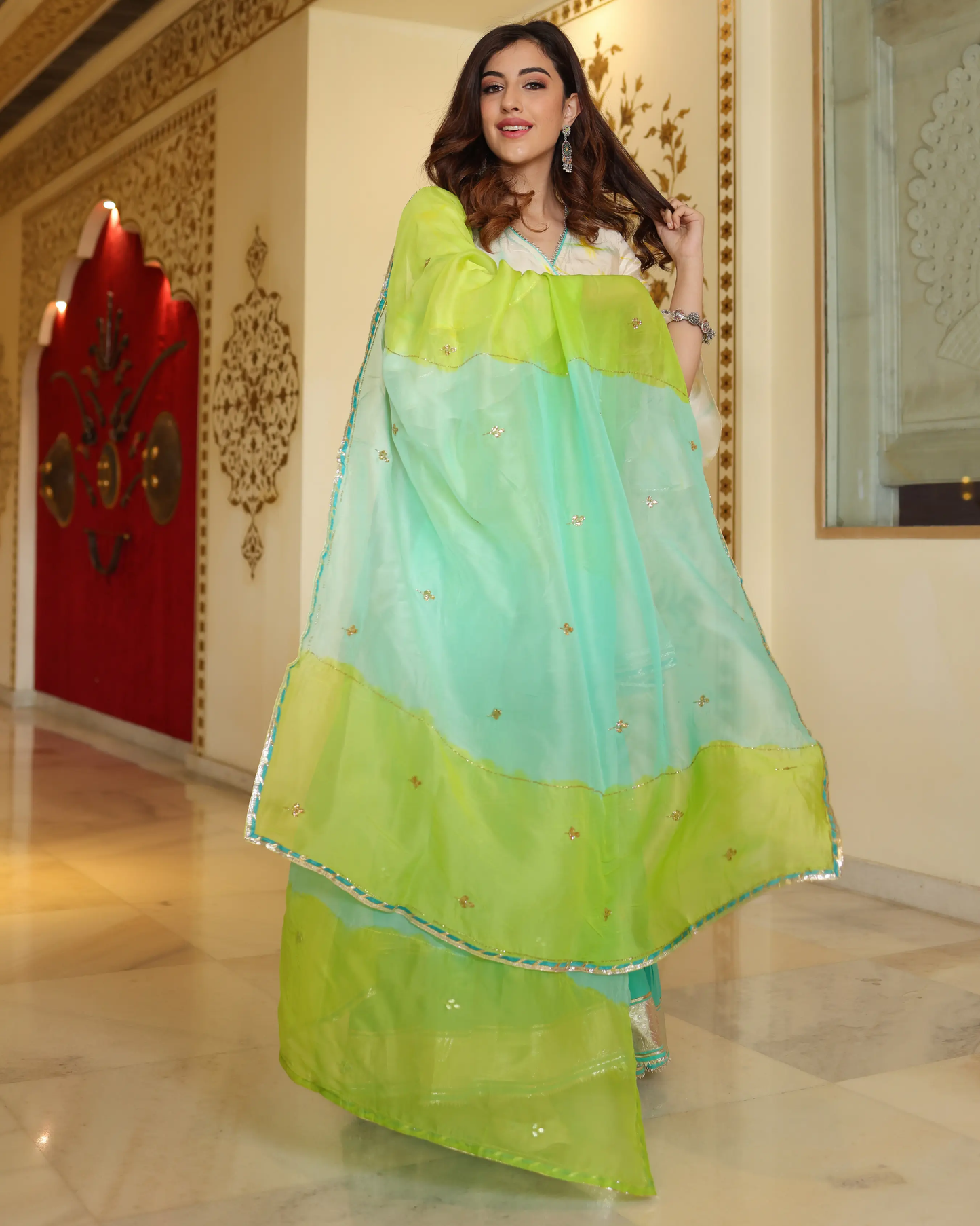 Simply White Tie And Dye Sharara Set My Store