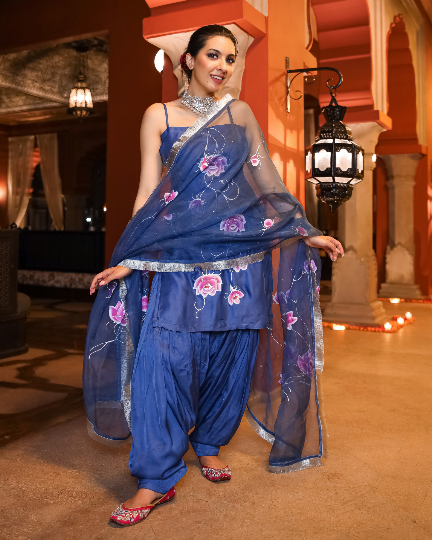 Blaze Crush Handpainted Gota Suit Set Quick Cart