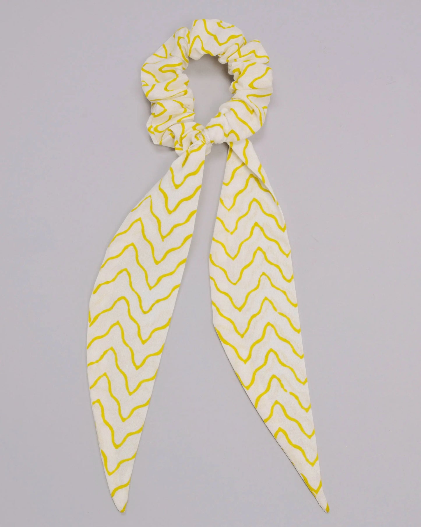 Misted Yellow Handblock Scarf Scrunchie My Store