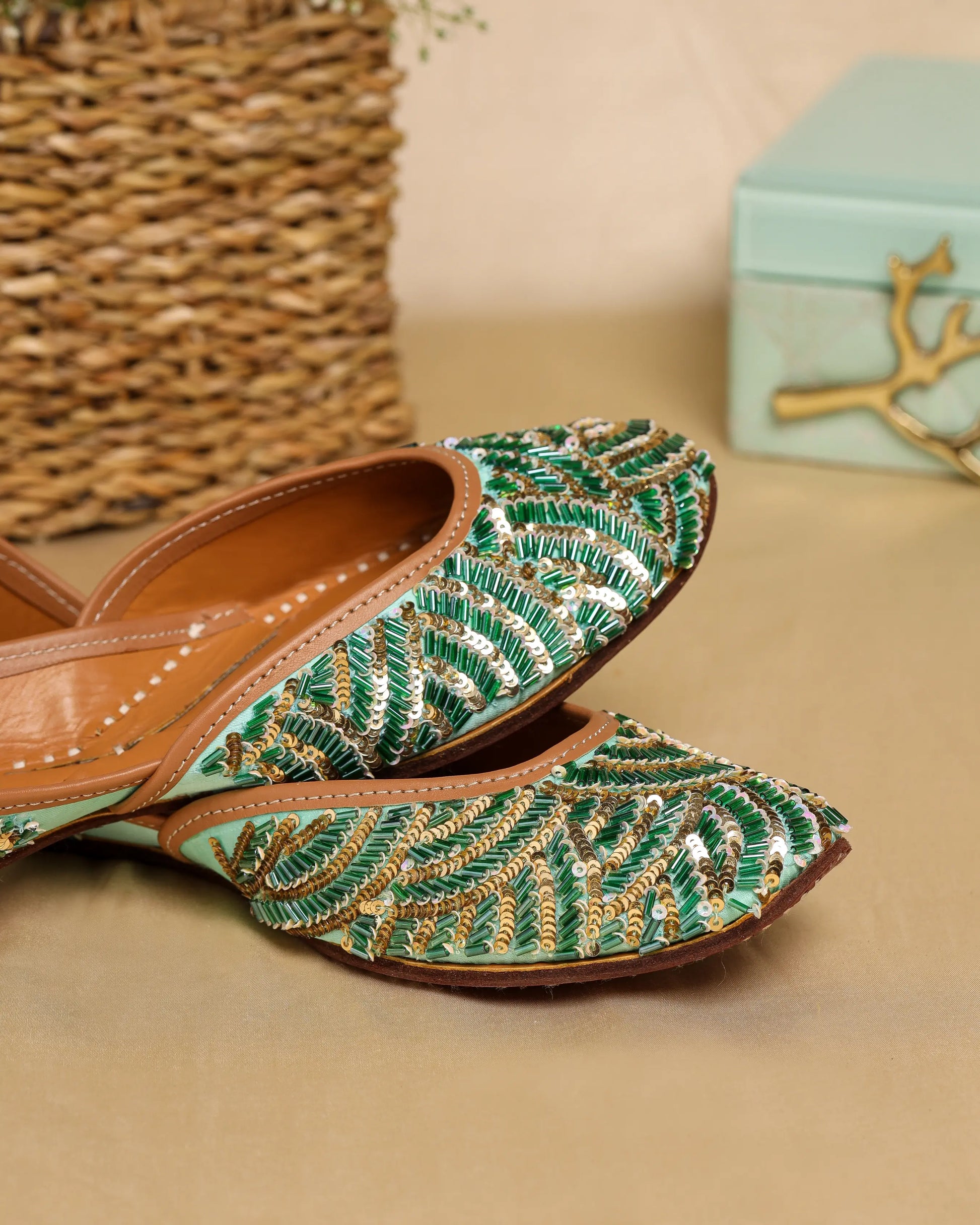 Old Green Handcrafted Jutti My Store