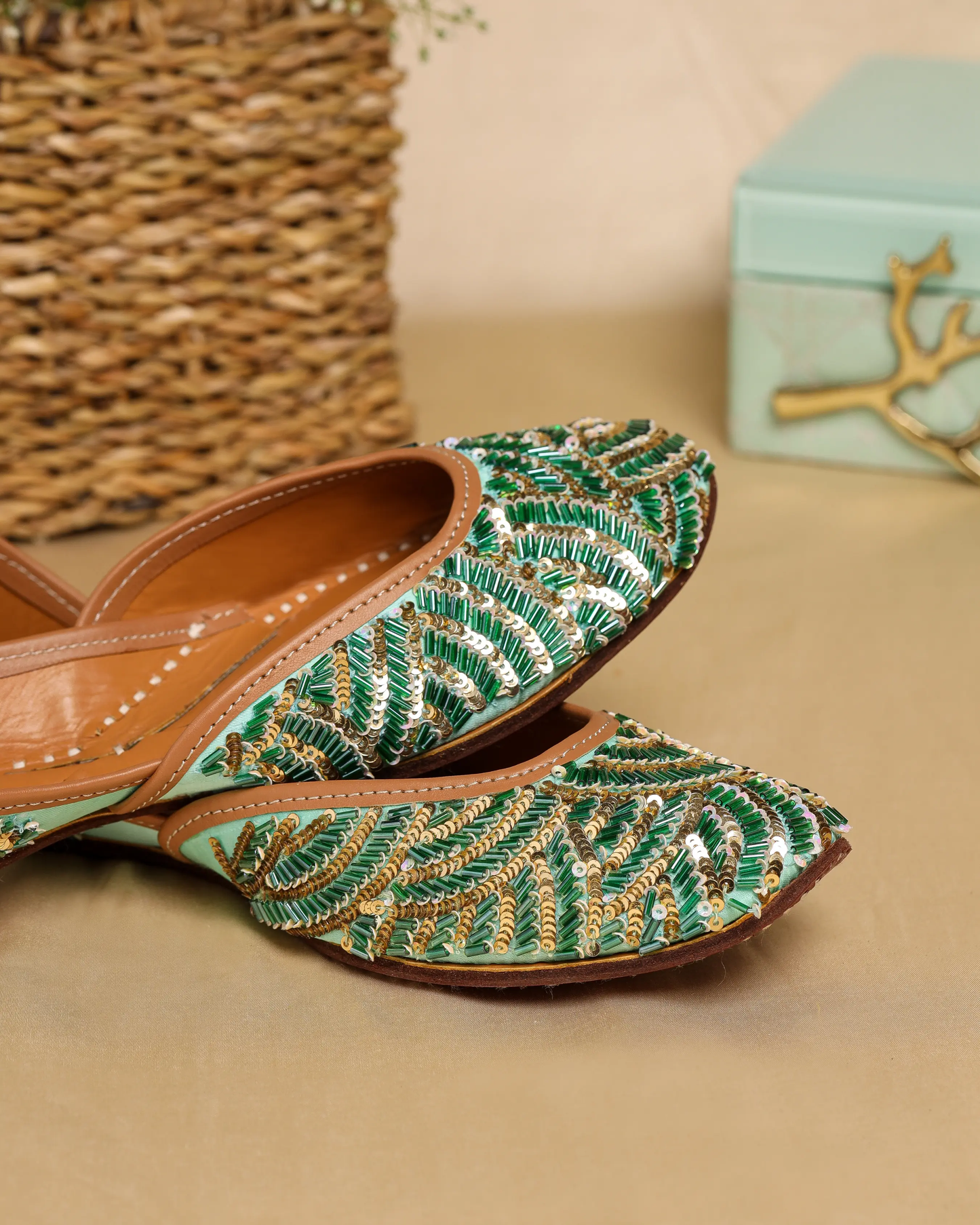 Old Green Handcrafted Jutti My Store