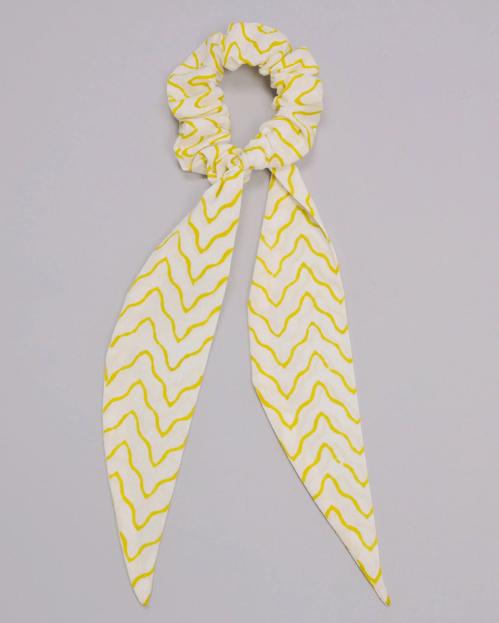 Misted Yellow Handblock Scarf Scrunchie My Store