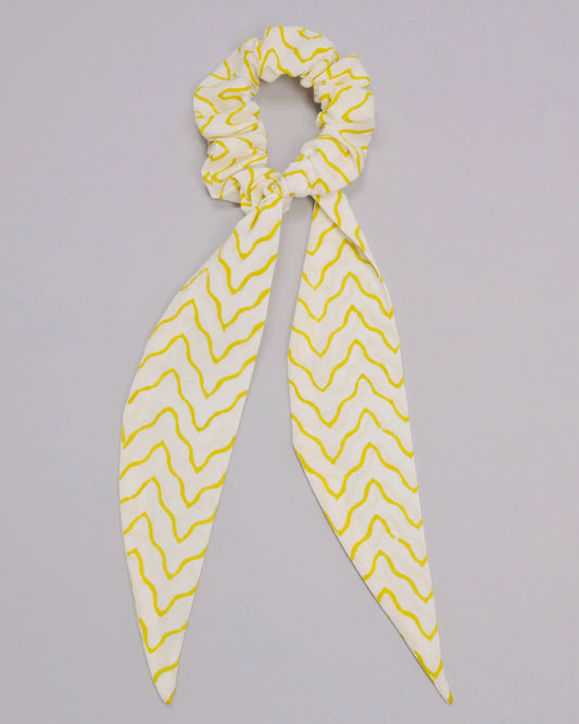 Misted Yellow Handblock Scarf Scrunchie My Store