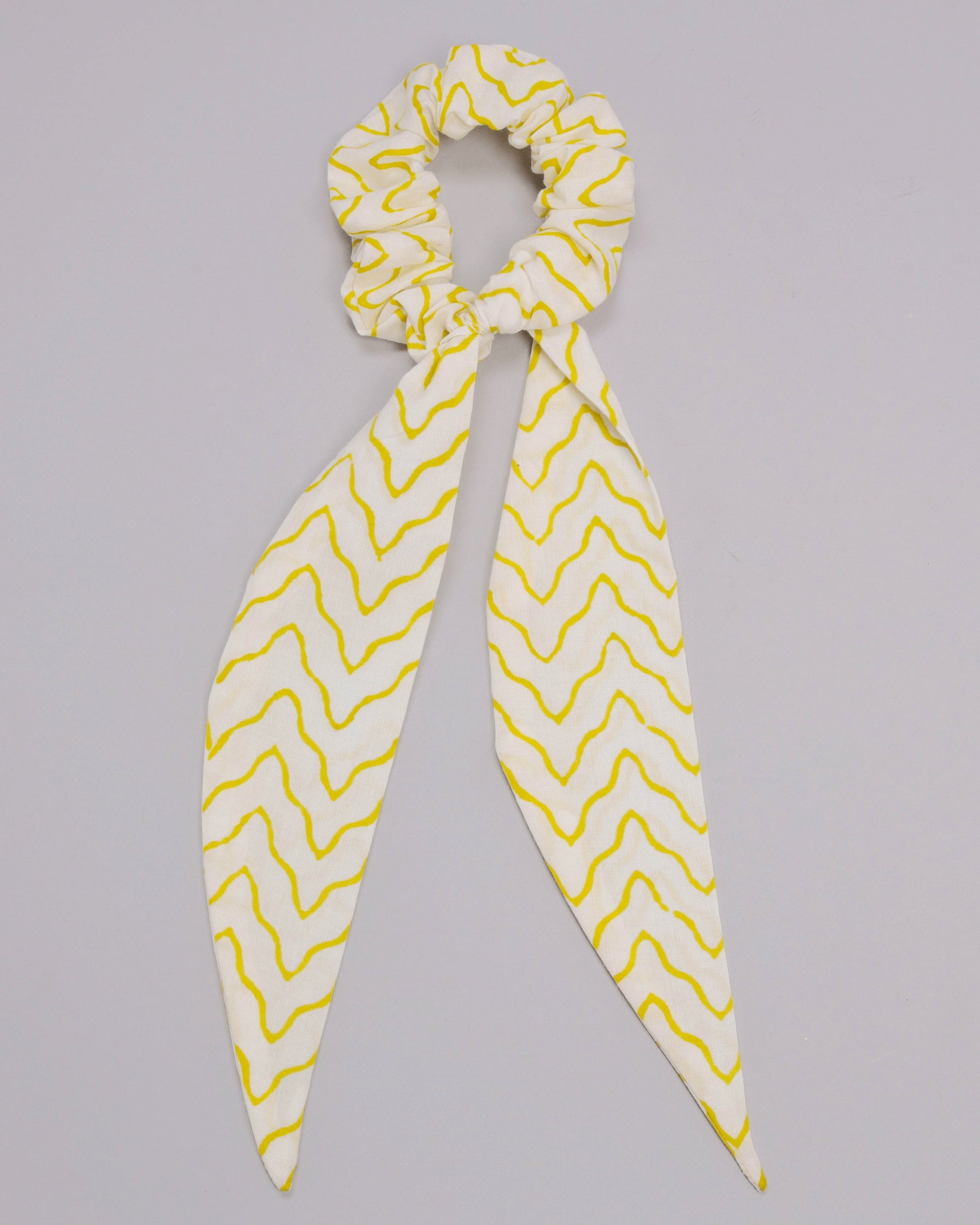 Misted Yellow Handblock Scarf Scrunchie My Store