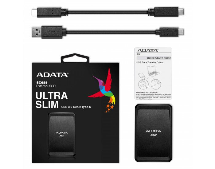 Adata External SSD 500GB USB C ASC685-500GU32G2-CBK