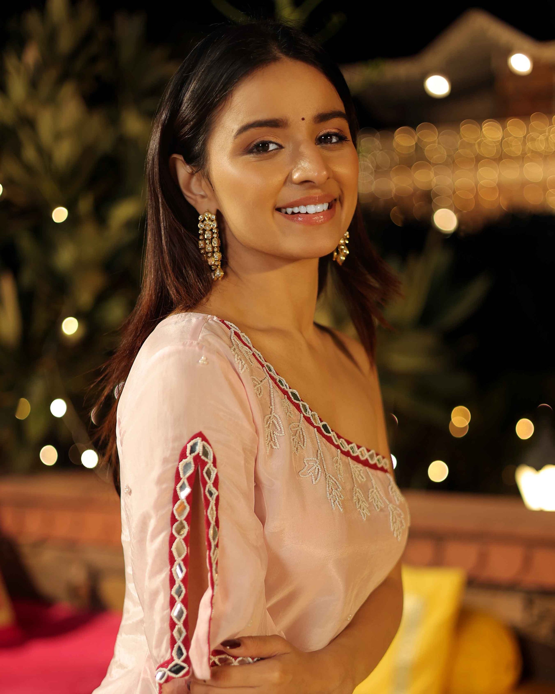 Pink Frost Hand Embroidered Silk Coord Set Quick Cart