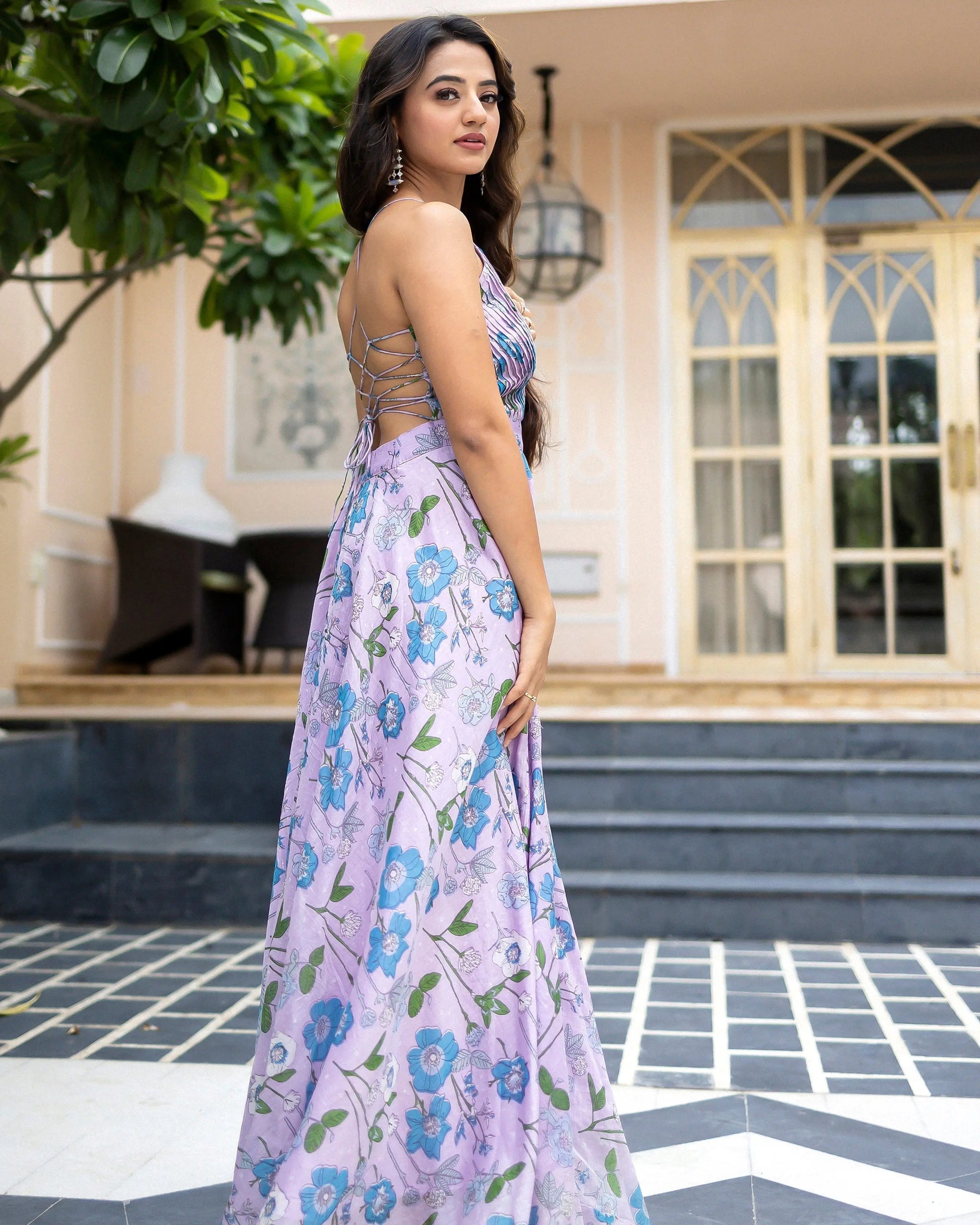 Kresla Pleated Chanderi Dress My Store