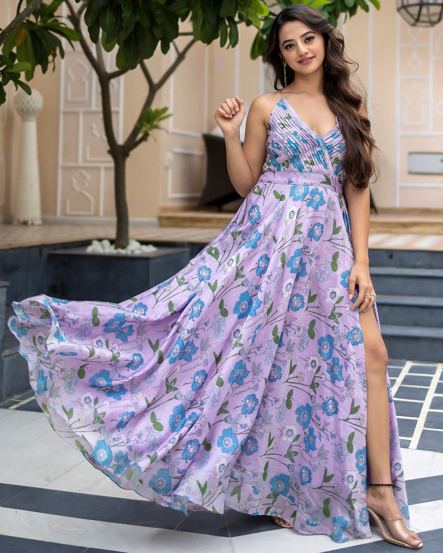 Kresla Pleated Chanderi Dress My Store