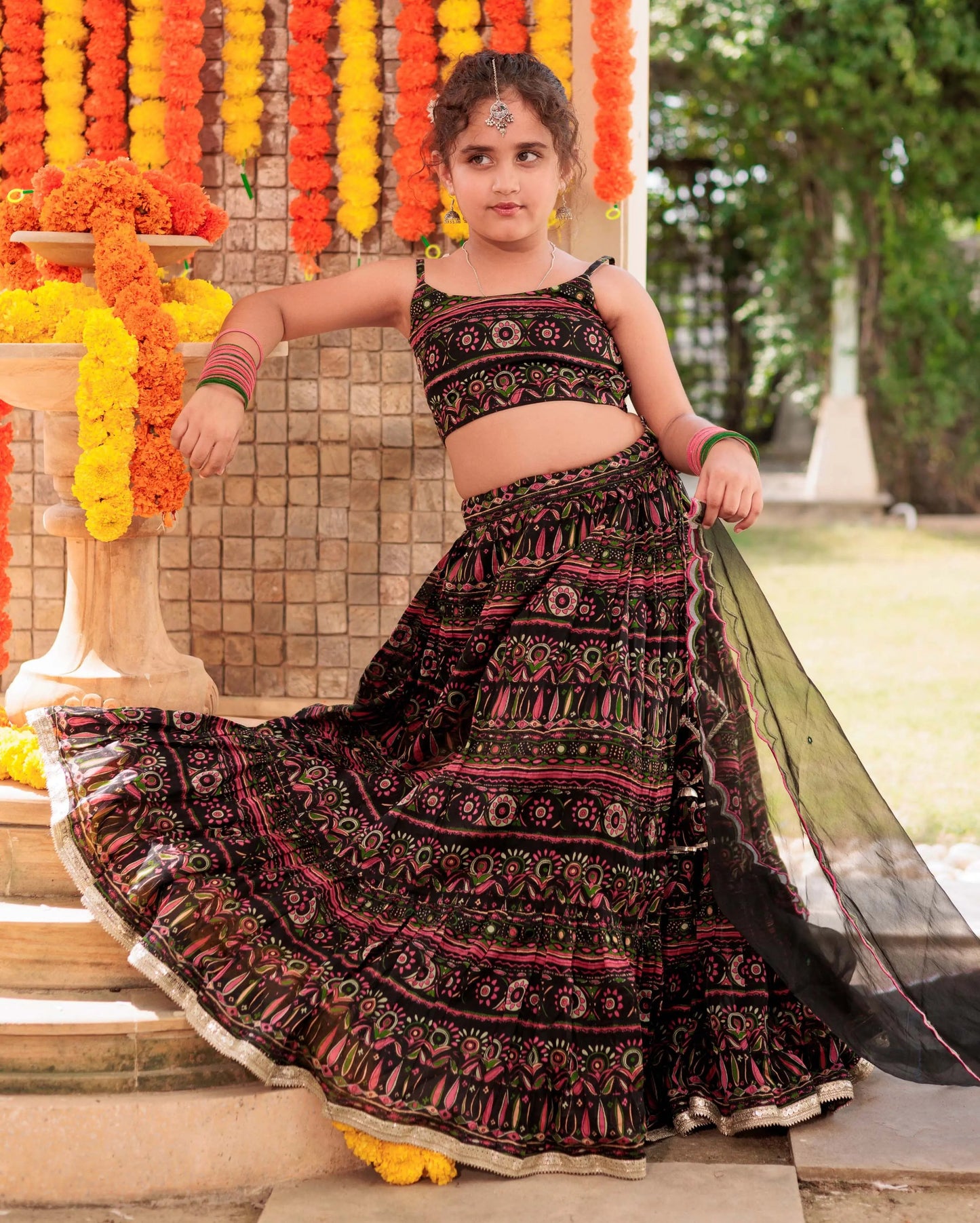 Noir Mystique Black Chanderi Lehenga Set My Store