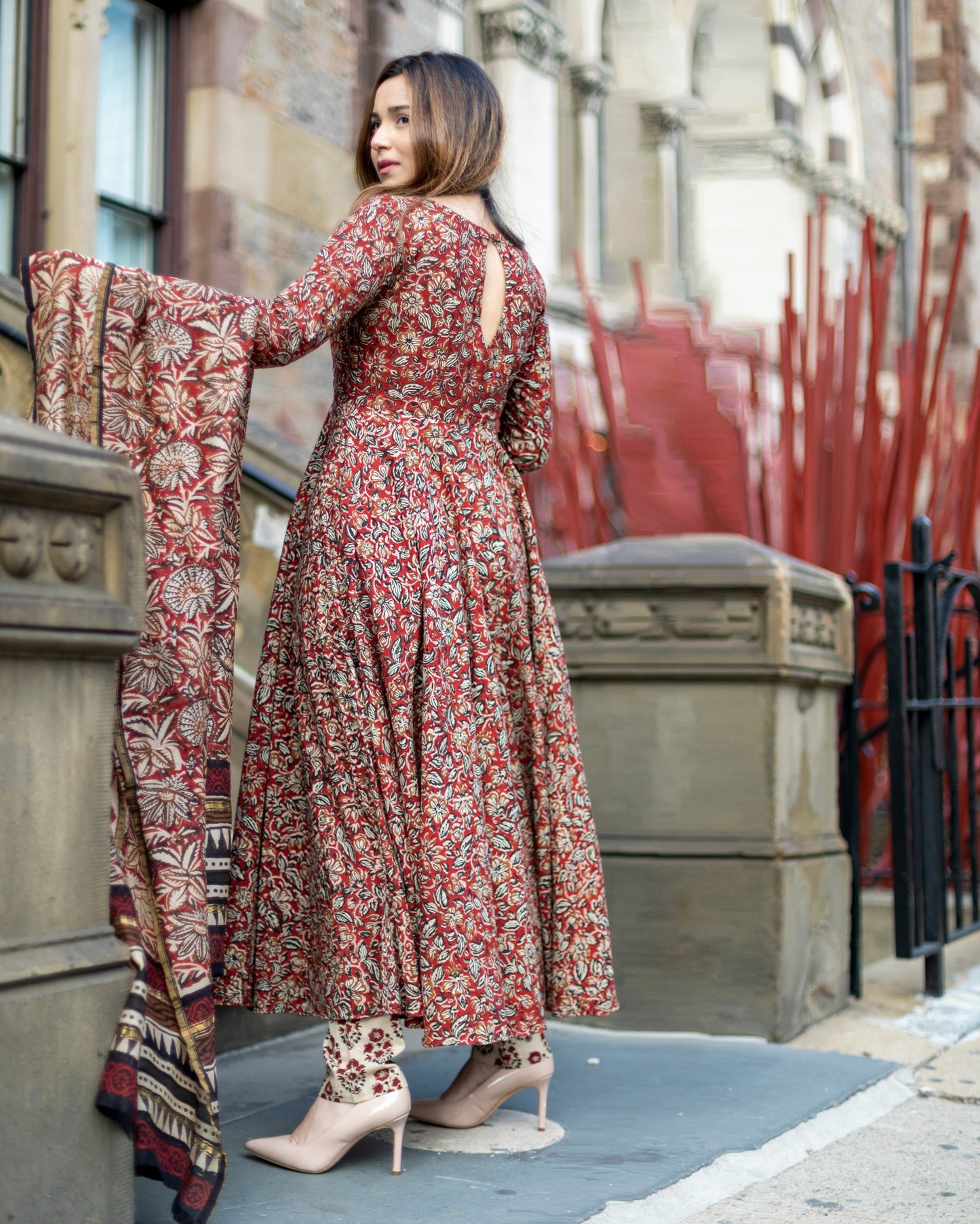 Tawny Brown Handblock Suit Set My Store