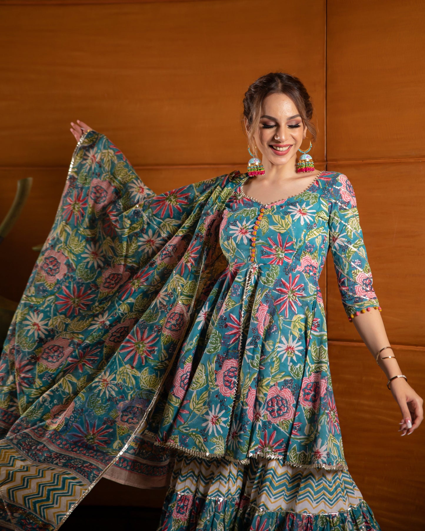 Flower Fairy Handblock Gota Sharara Set Quick Cart