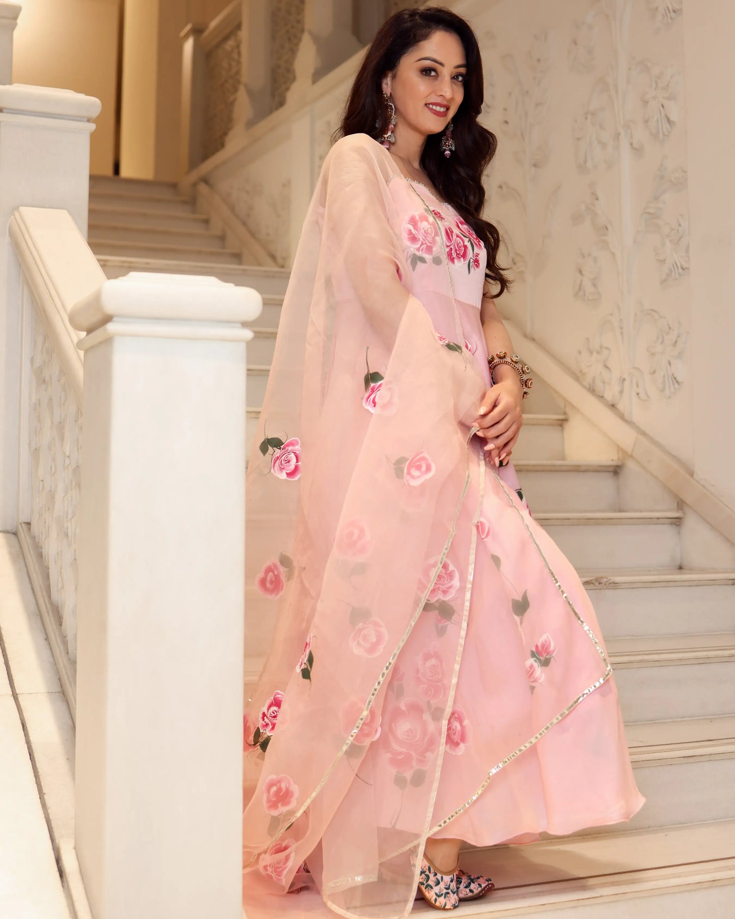 Pink Marble Handpainted Suit Set My Store