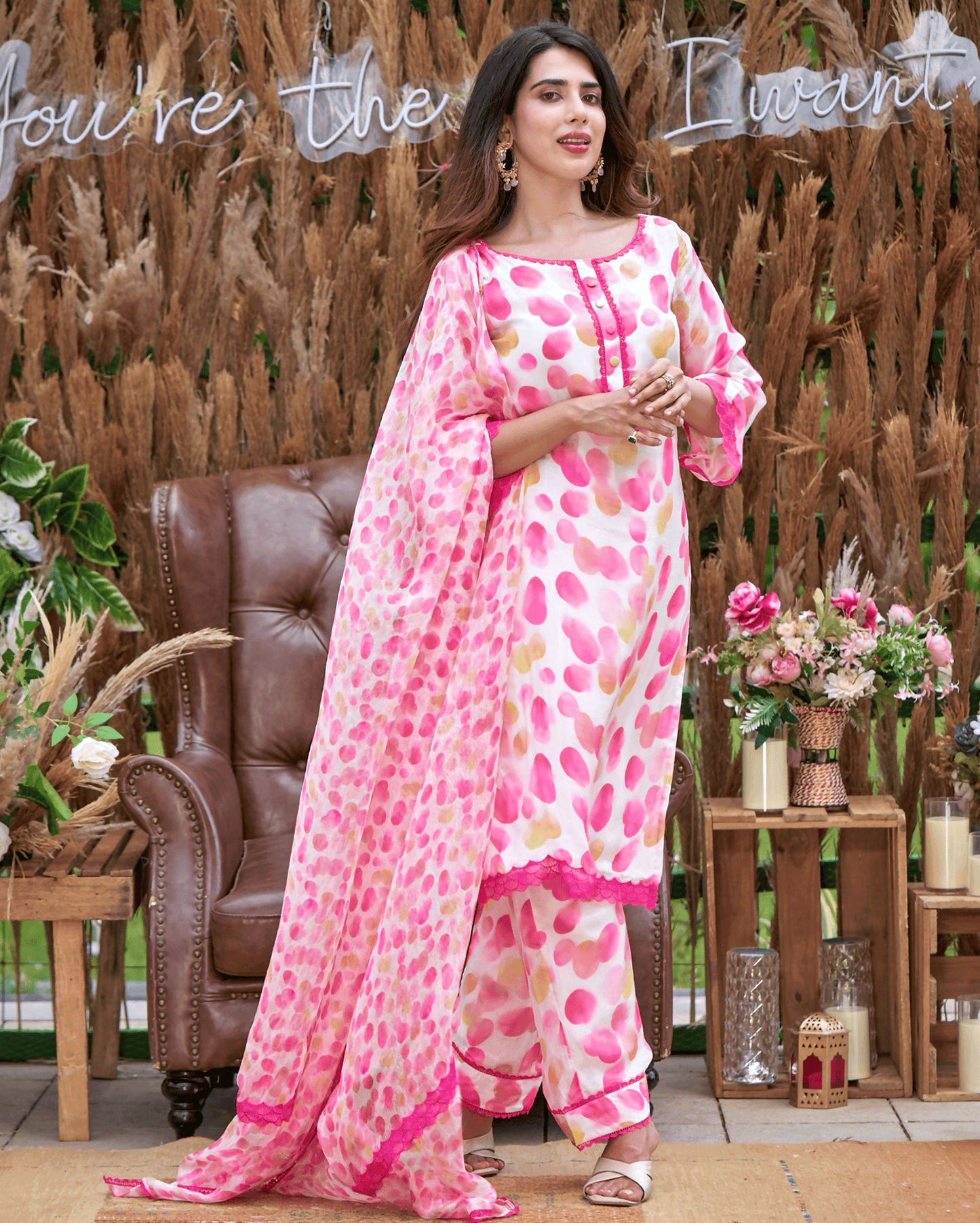 Riddhi White Printed Silk Suit Set My Store