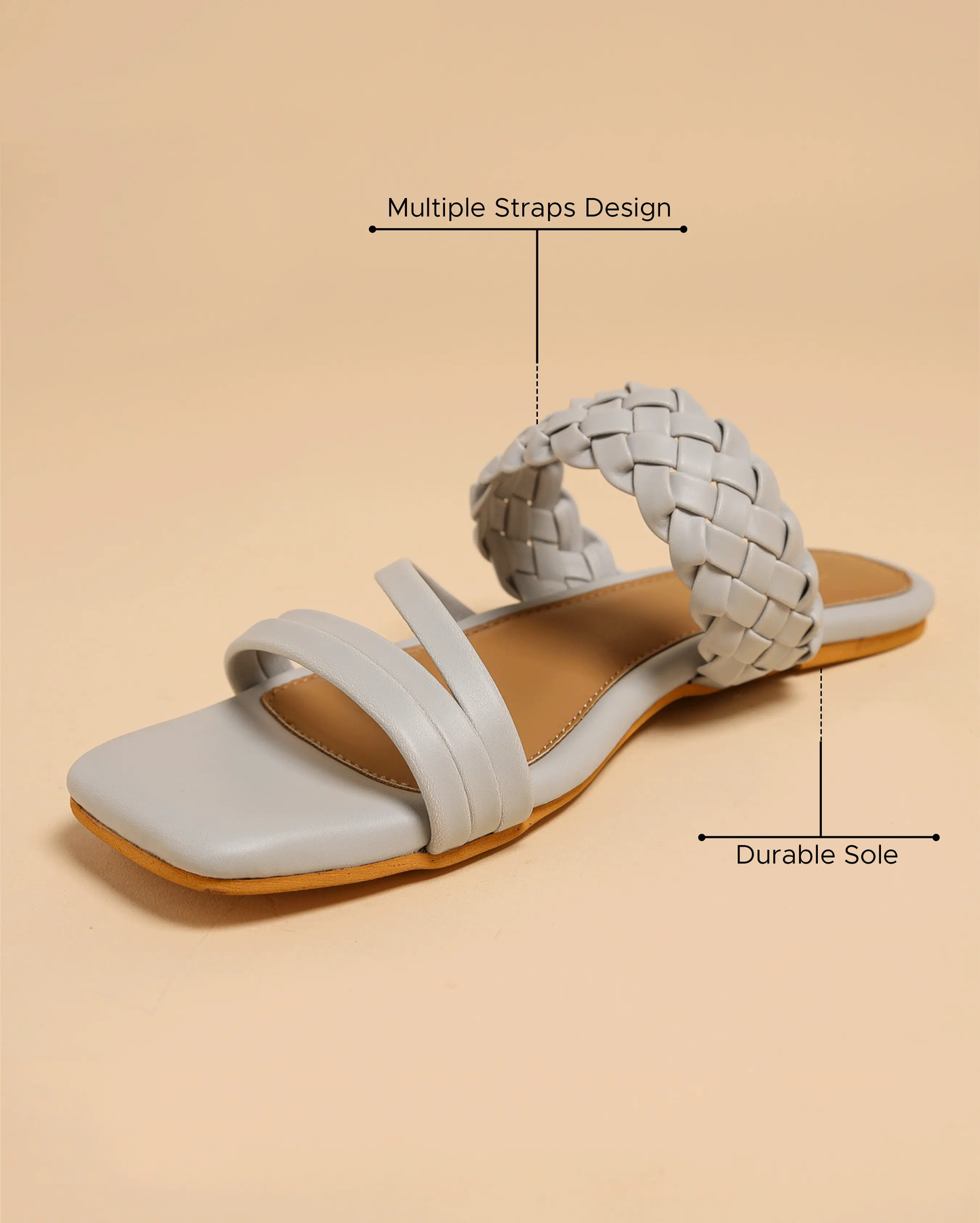 Sky Heart Open Toe Flats My Store