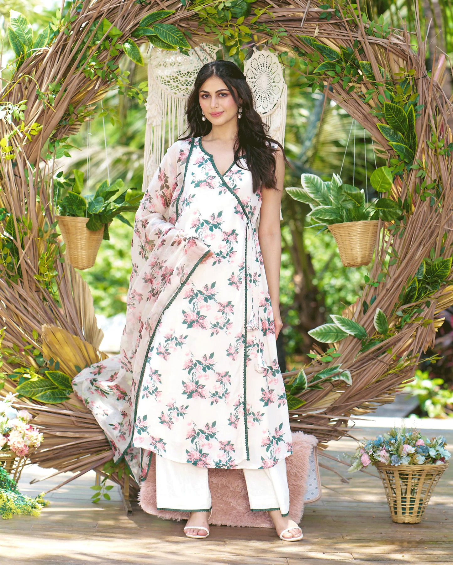 Rishika Off White Printed Silk Suit Set My Store