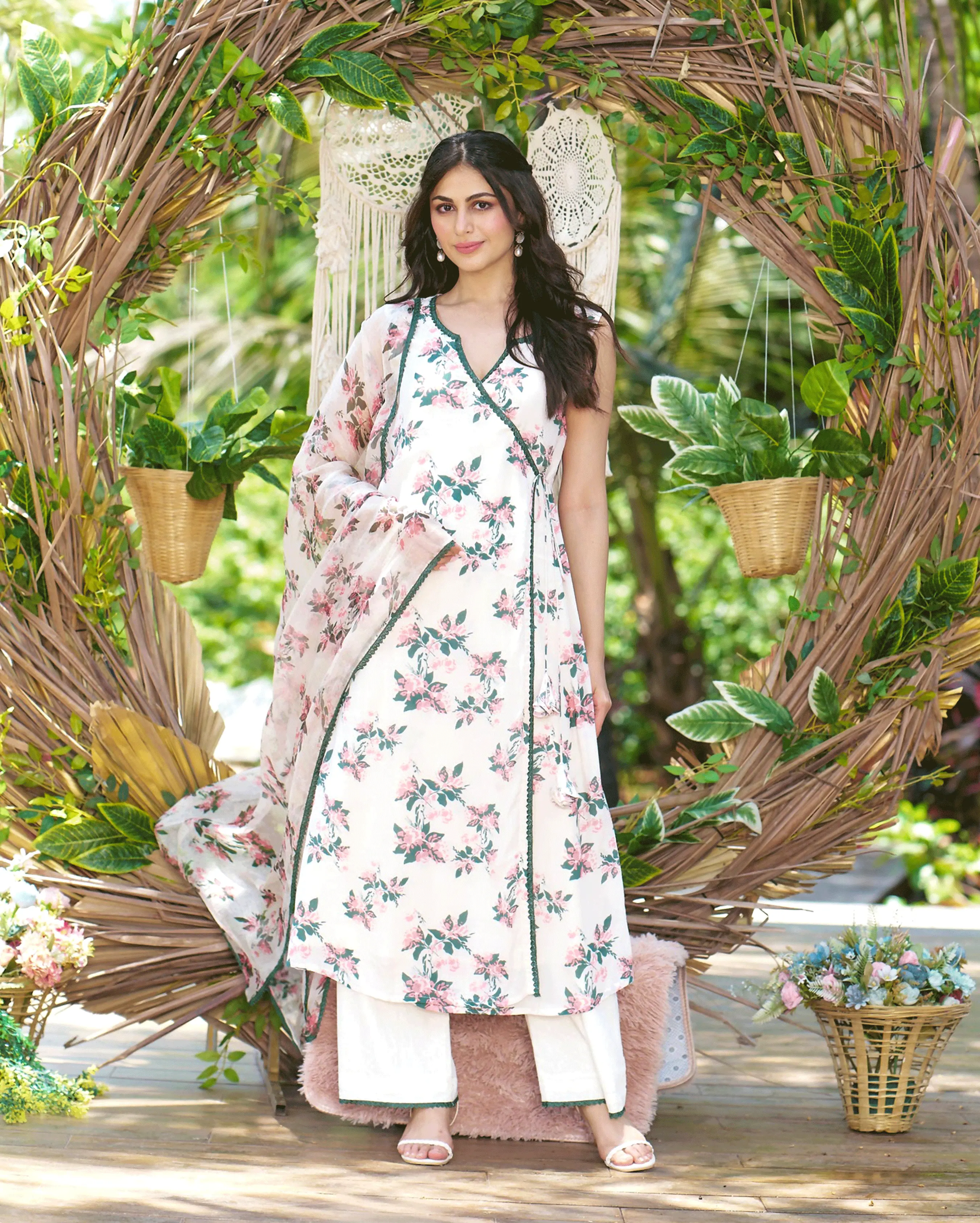 Rishika Off White Printed Silk Suit Set My Store