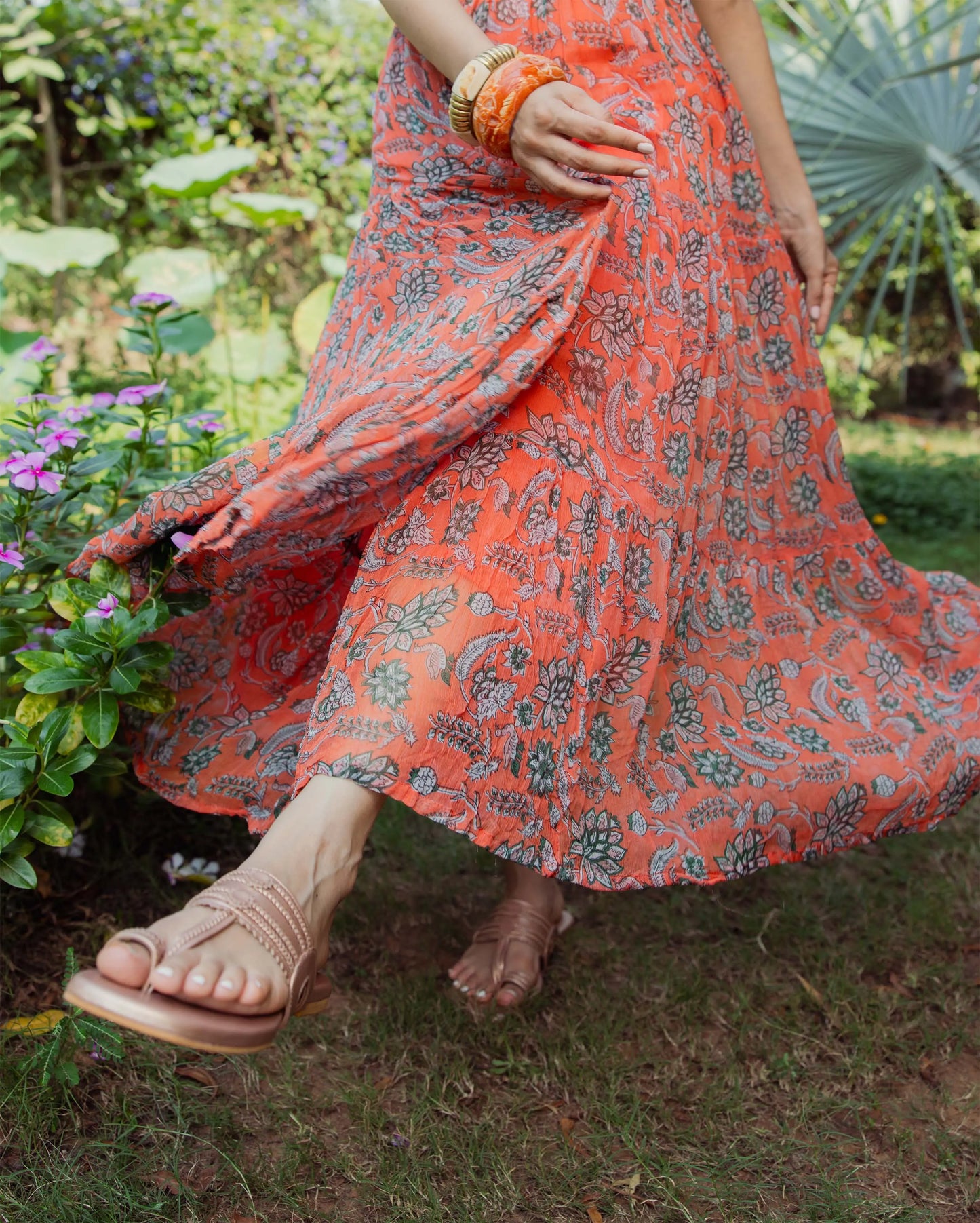 Rose Gold Solid Kolha Flats My Store