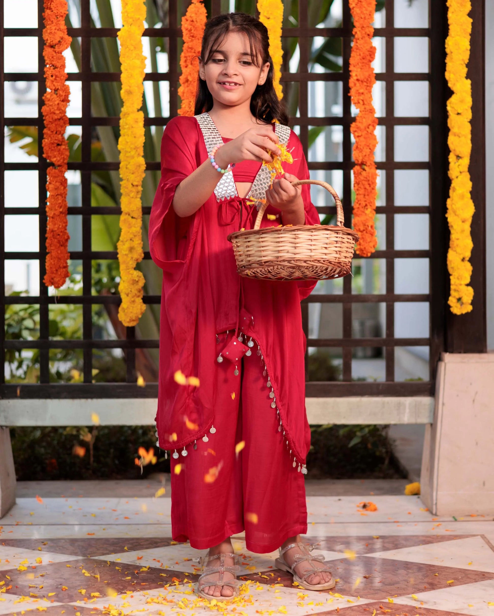 Rosy Reverie Red Satin Coord Set My Store