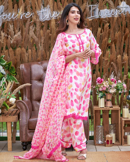 Riddhi White Printed Silk Suit Set My Store