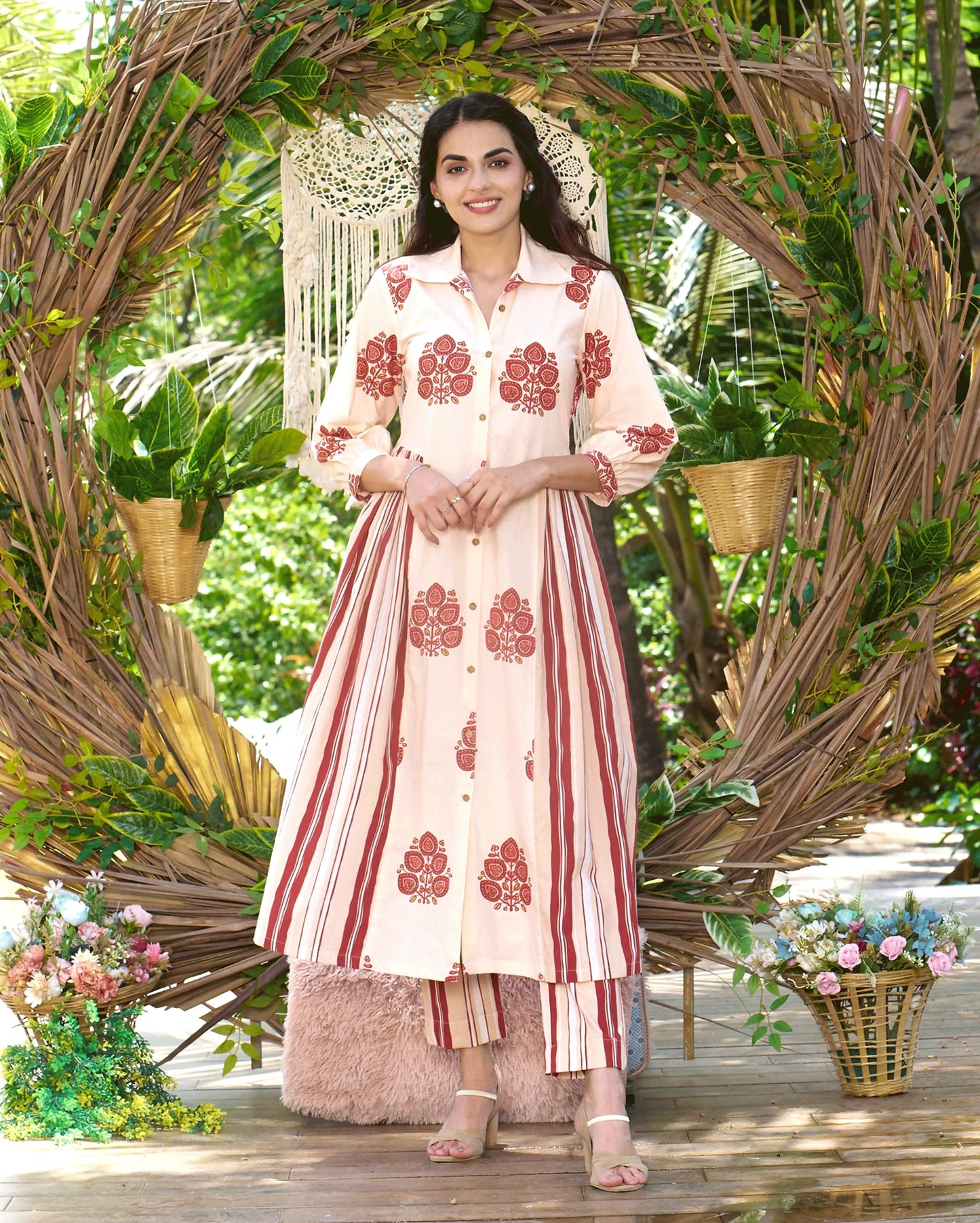 Noor Cream Printed Cotton Coord Set My Store