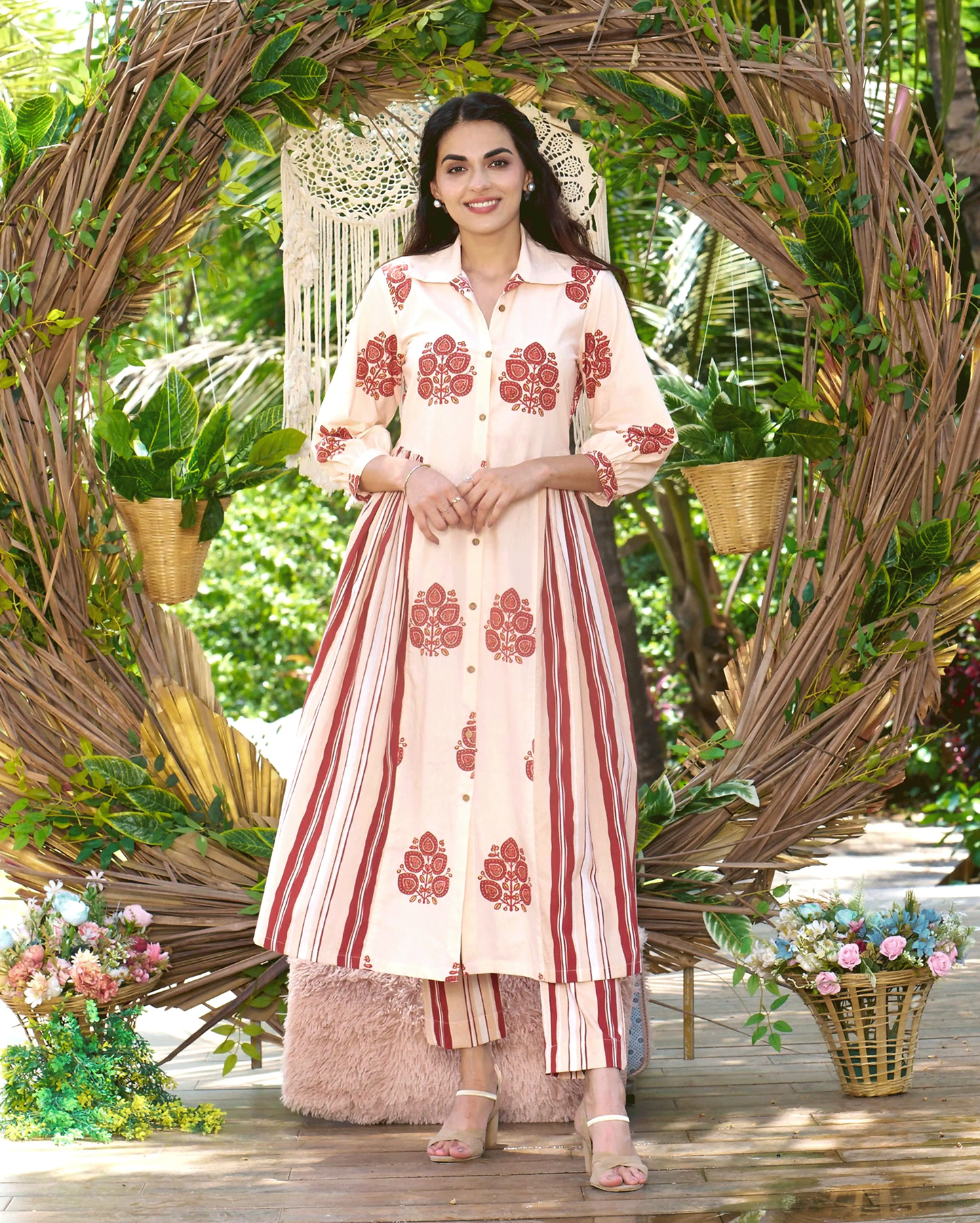 Noor Cream Printed Cotton Coord Set My Store