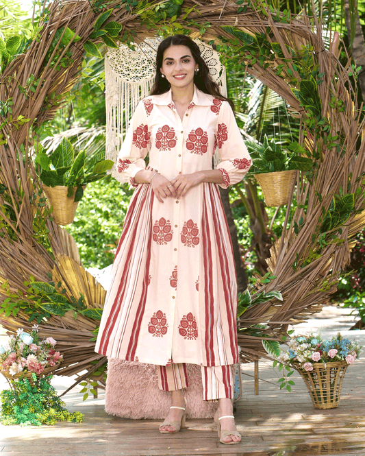 Noor Cream Printed Cotton Coord Set My Store
