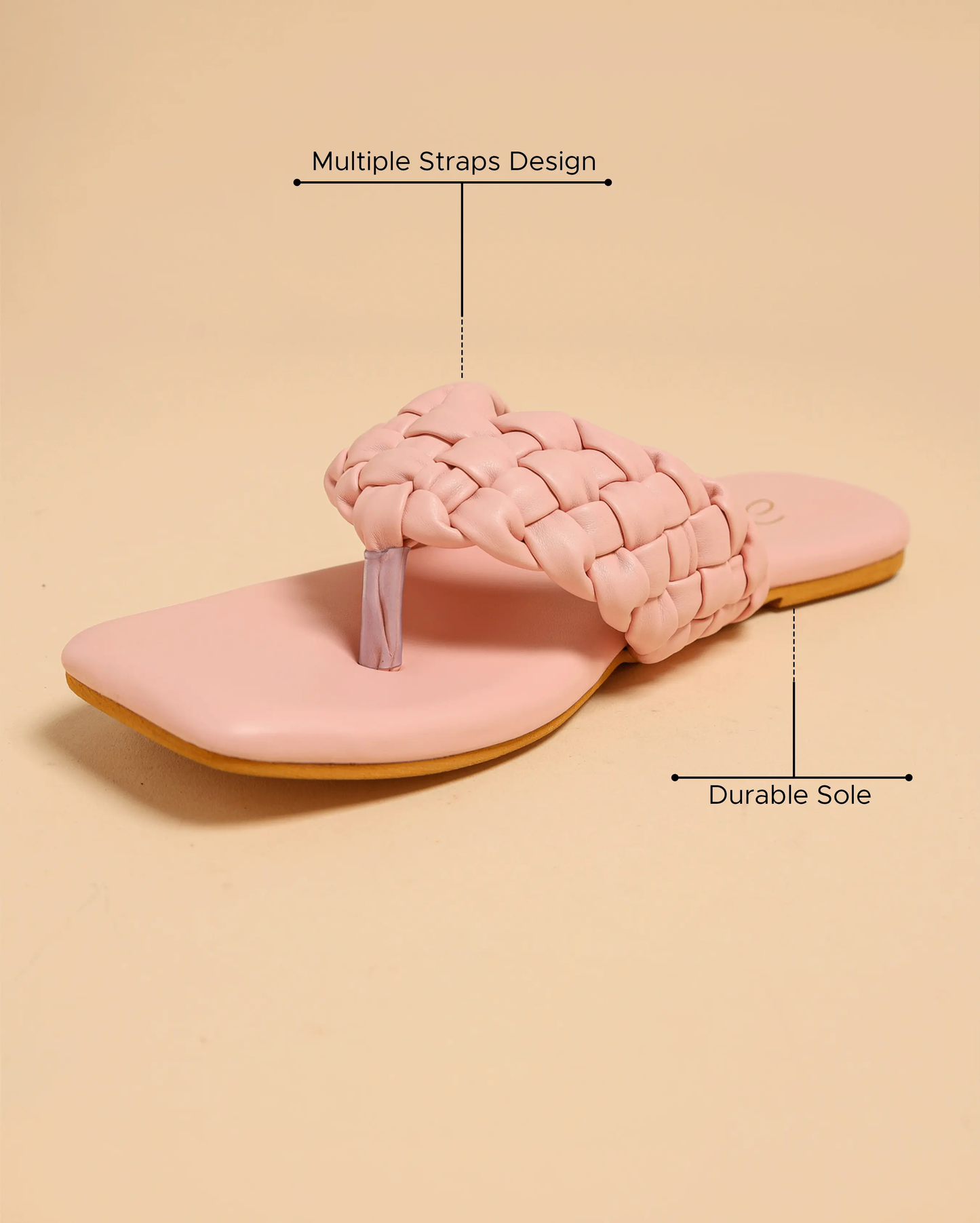 Cream Tan Braided Flats My Store