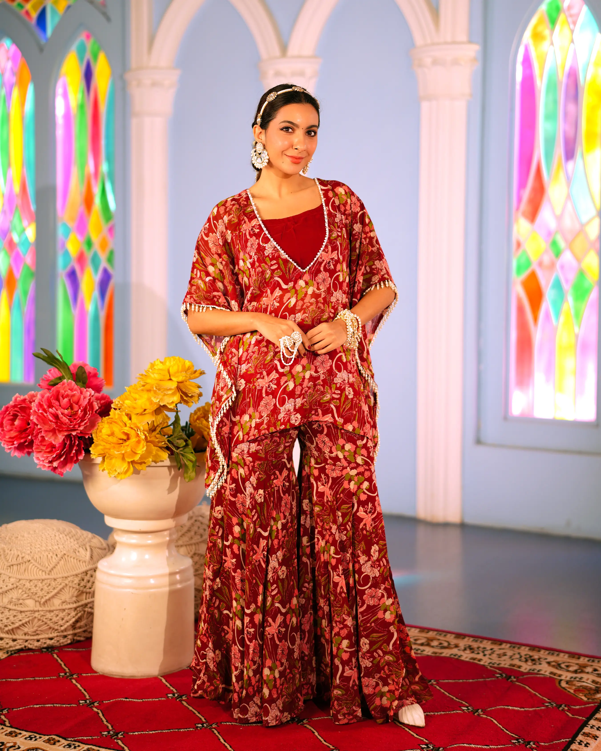 Surbhi Maroon Printed Georgette Coord set My Store