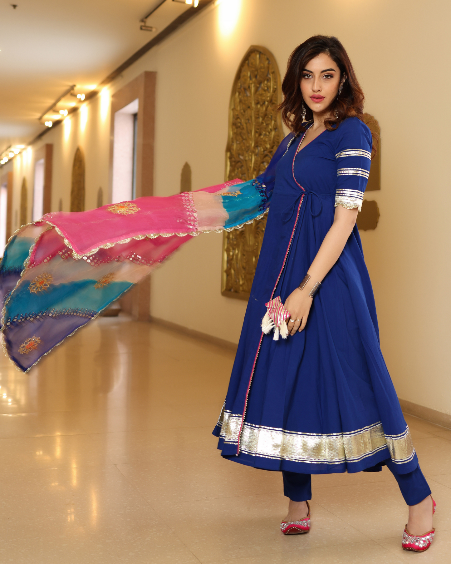 True Navy Gotapatti Anarkali Set Quick Cart