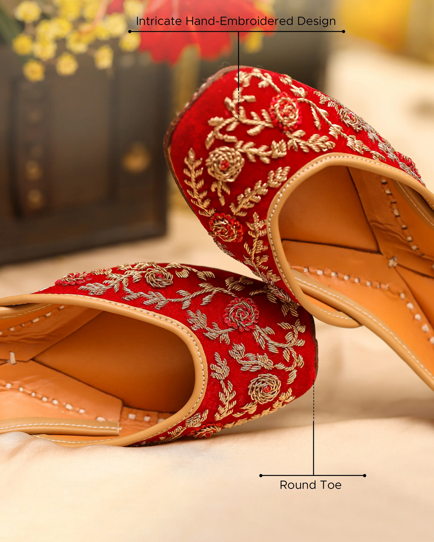 Red Floret Handcrafted Jutti My Store