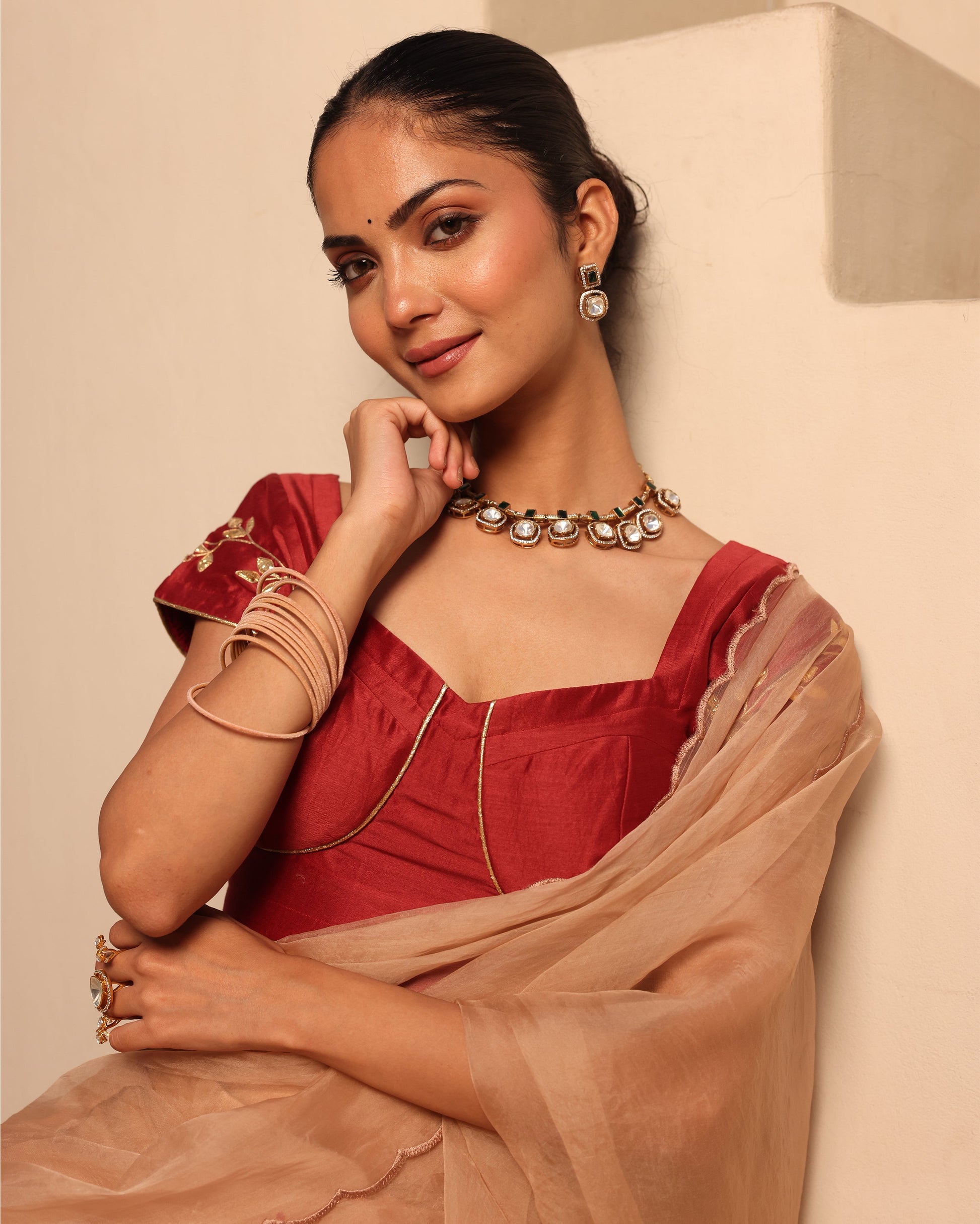 Nayra Maroon Chanderi Gotapatti Blouse My Store