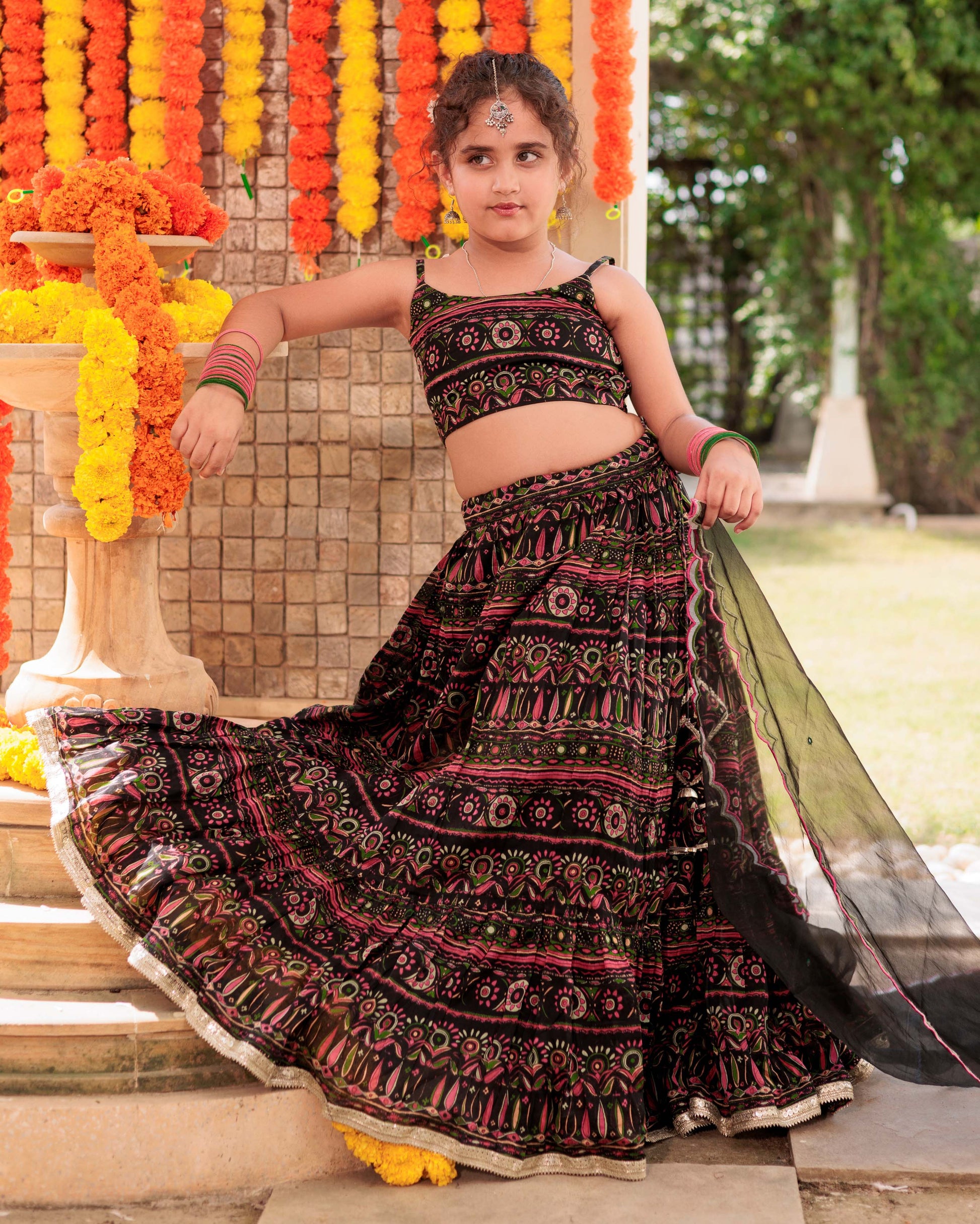 Noir Mystique Black Chanderi Lehenga Set My Store