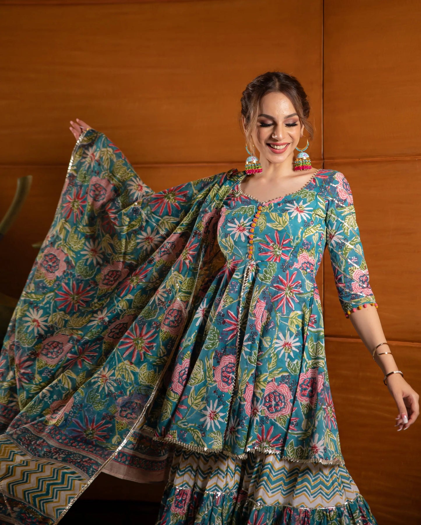 Flower Fairy Handblock Gota Sharara Set My Store