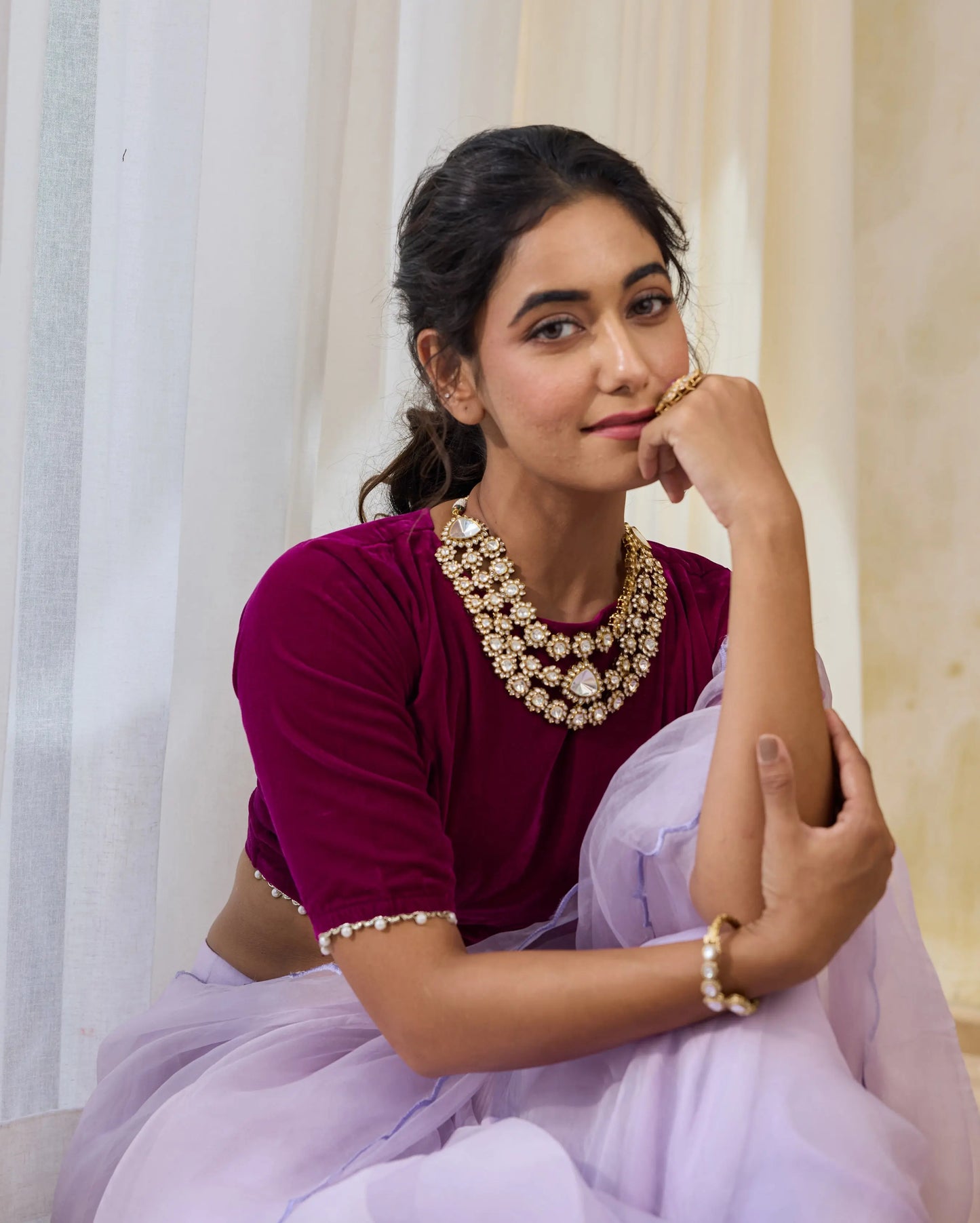 Silken Romance Purple Velvet Blouse My Store