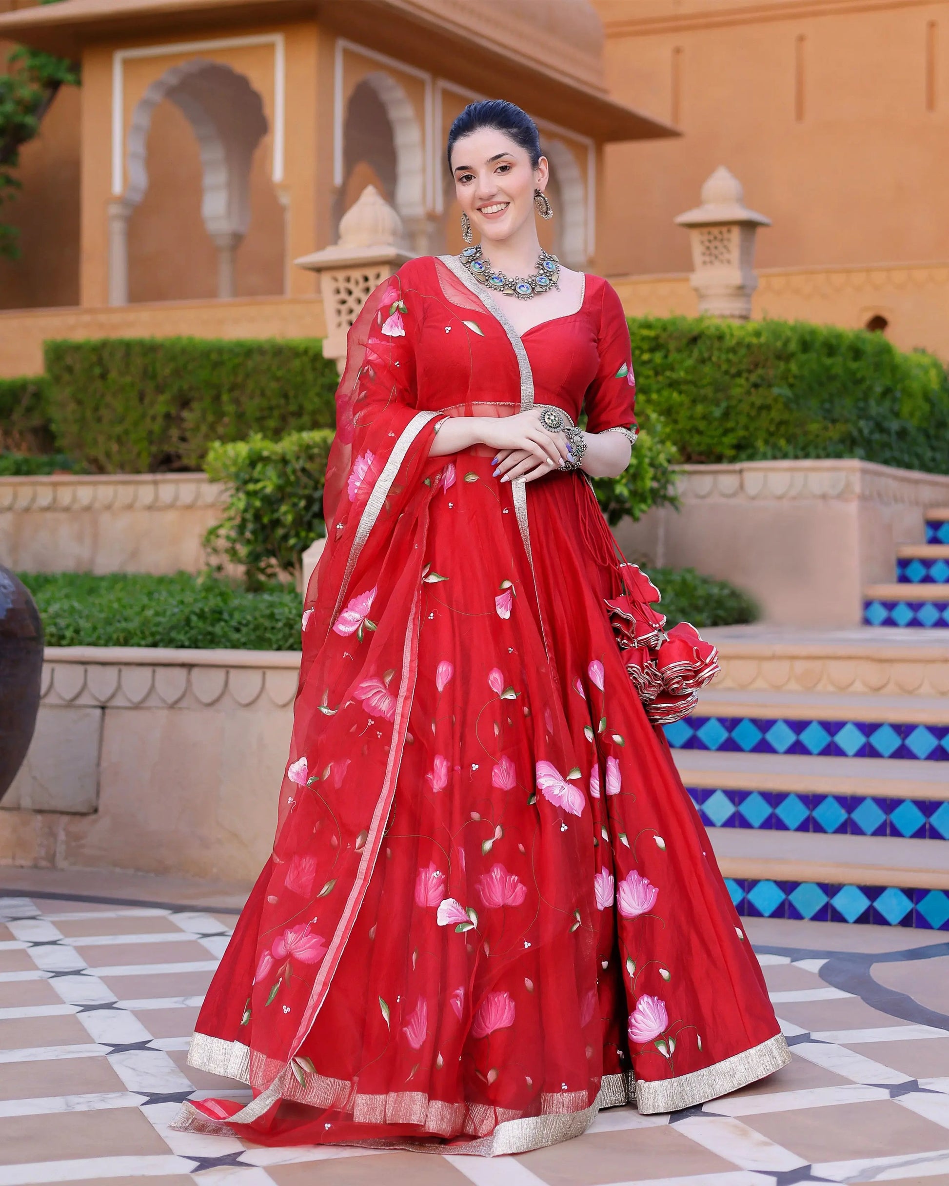 Maalini Handpainted Chanderi Lehenga Set My Store