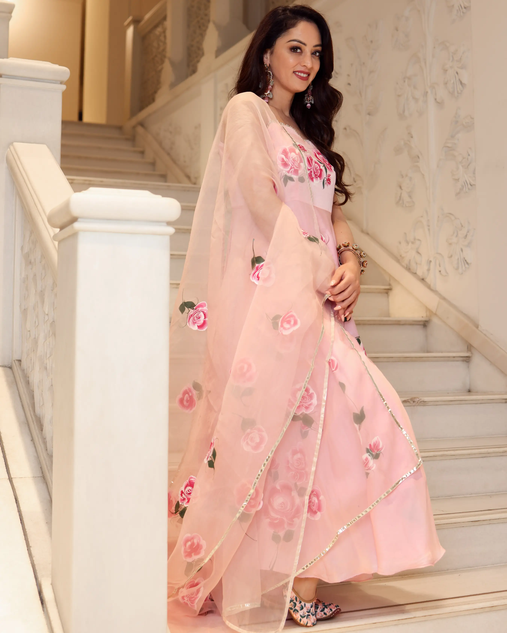 Pink Marble Handpainted Suit Set My Store